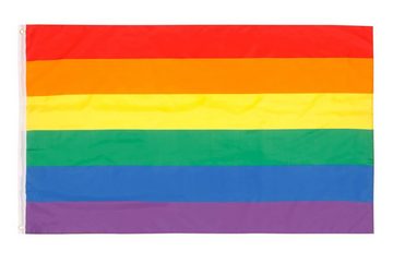 PHENO FLAGS Flagge Regenbogen Flagge 90 x 150 cm Rainbow Fahne CSD LGBT Pride (Hissflagge für Fahnenmast), Inkl. 2 Messing Ösen