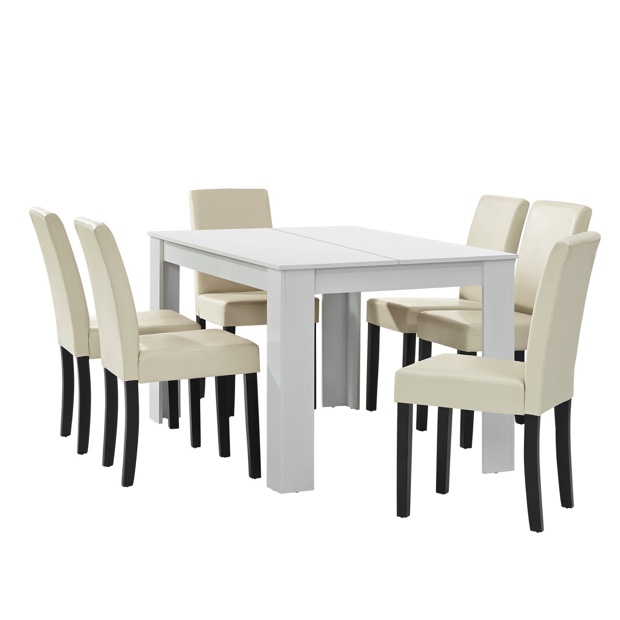 en.casa Essgruppe, (7-tlg., Esstisch mit 6 günstig online kaufen