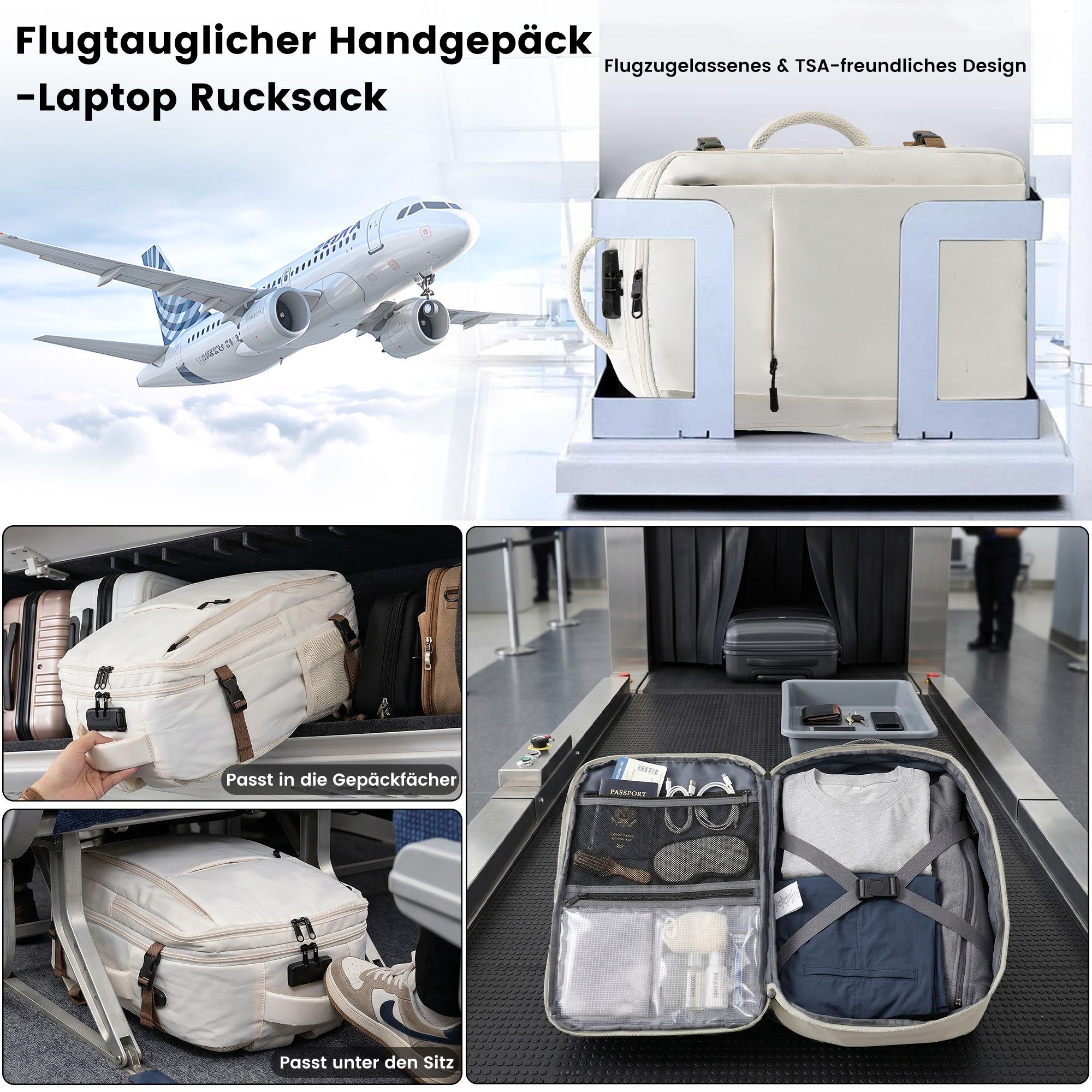 TANTOMI Reiserucksack Ryanair Handgepäck Rucksack mit 2 Größen, Laptopfach
