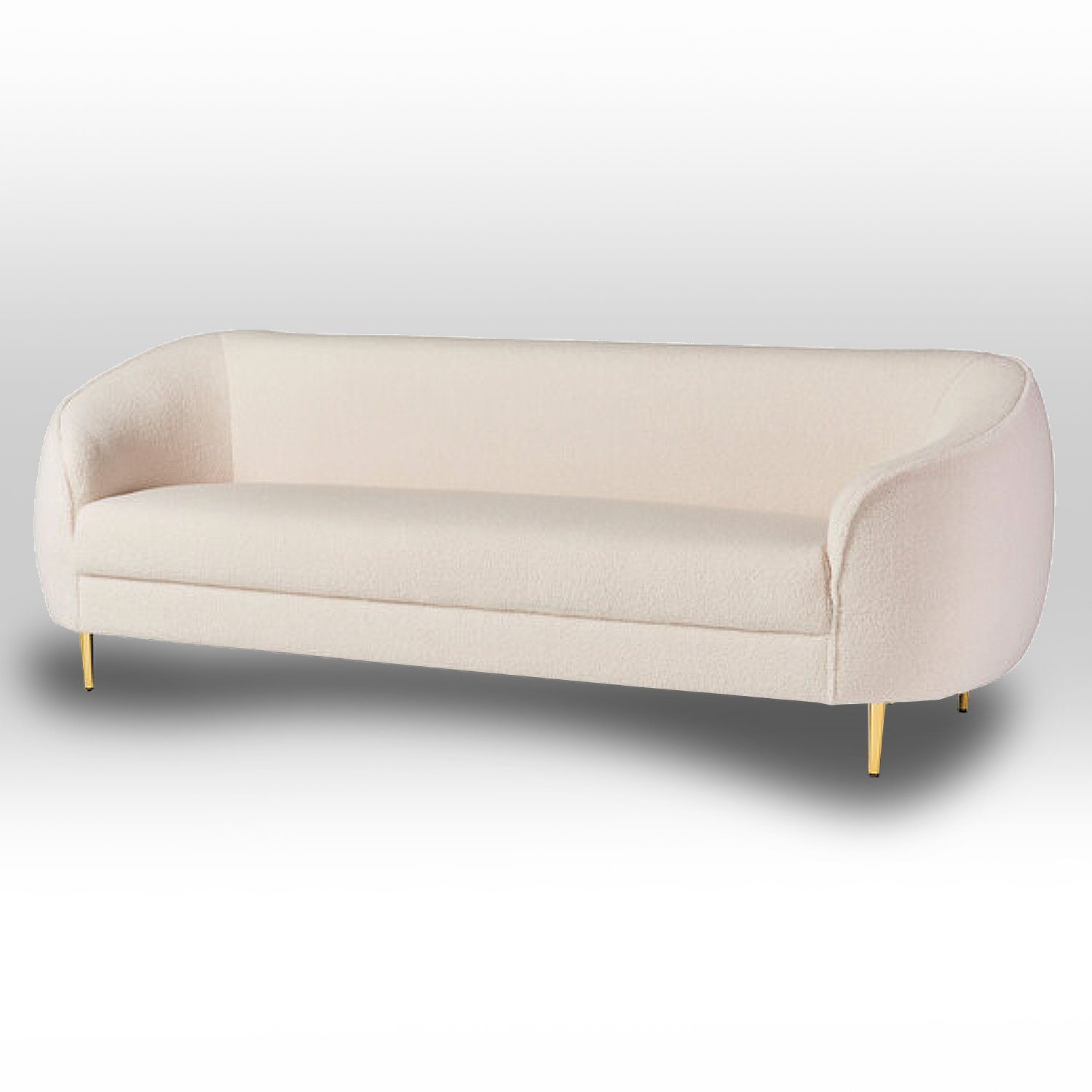DM-Handel Sofa 3-er Sofa Design Plushsofa, Teile, Couch 206x78x70 Sitzmöbel Loungsofa Plüsch-Couch 1 Creme Sitz