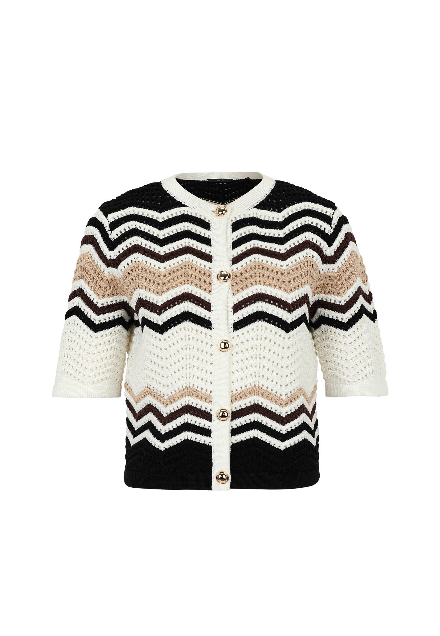 Zero Strickjacke "Damen Strickjacke mit Zickzackmuster" 1 tlg. Knopfleiste günstig online kaufen