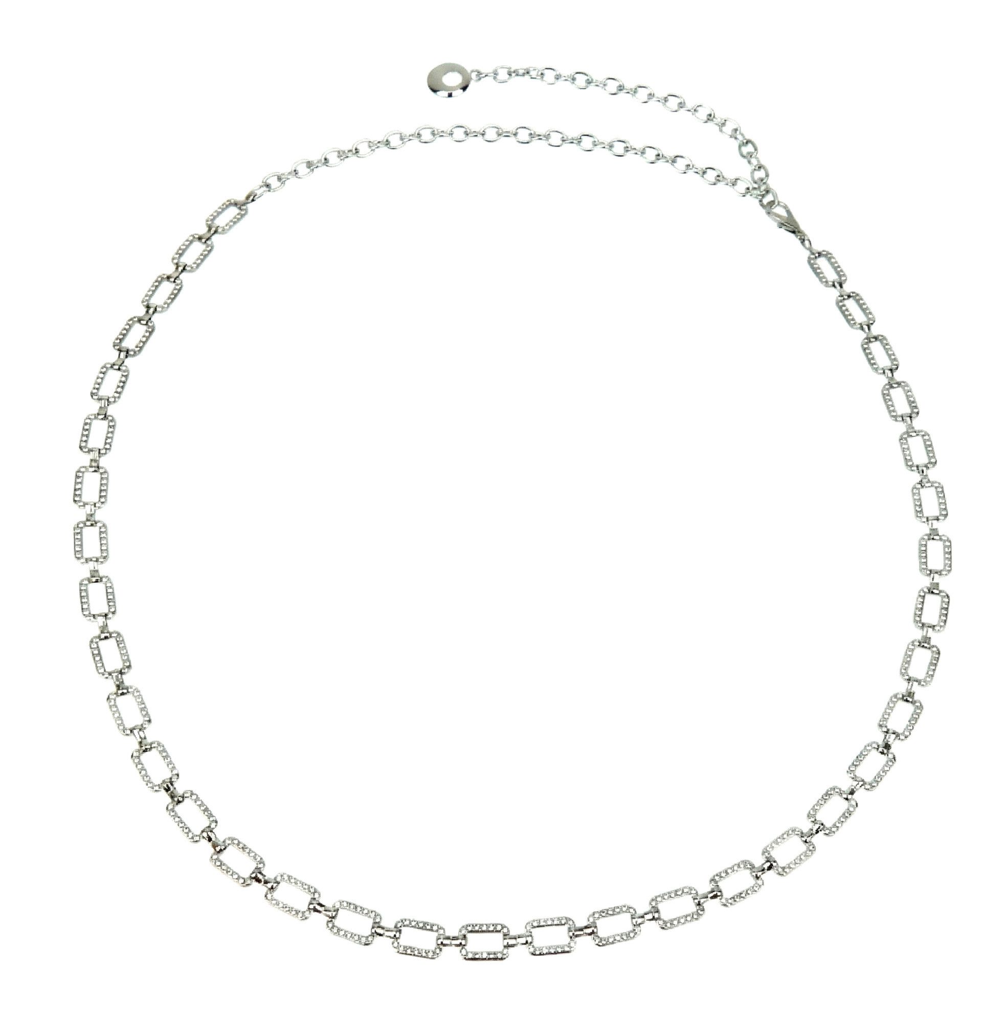 Ella Jonte Kettengürtel silber mit Strass-Rechtecken im 70er Jahre Vintage-Stil, verstellbar