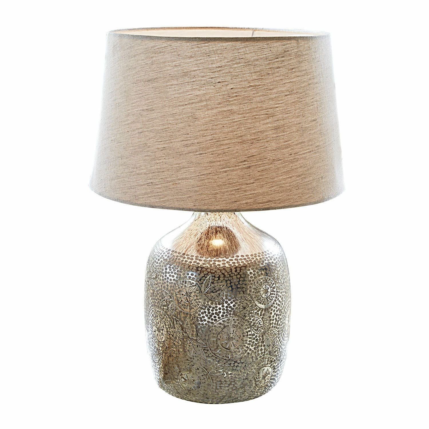 Mirabeau Tischleuchte Tischlampe Leonarda antiksilber/creme günstig online kaufen