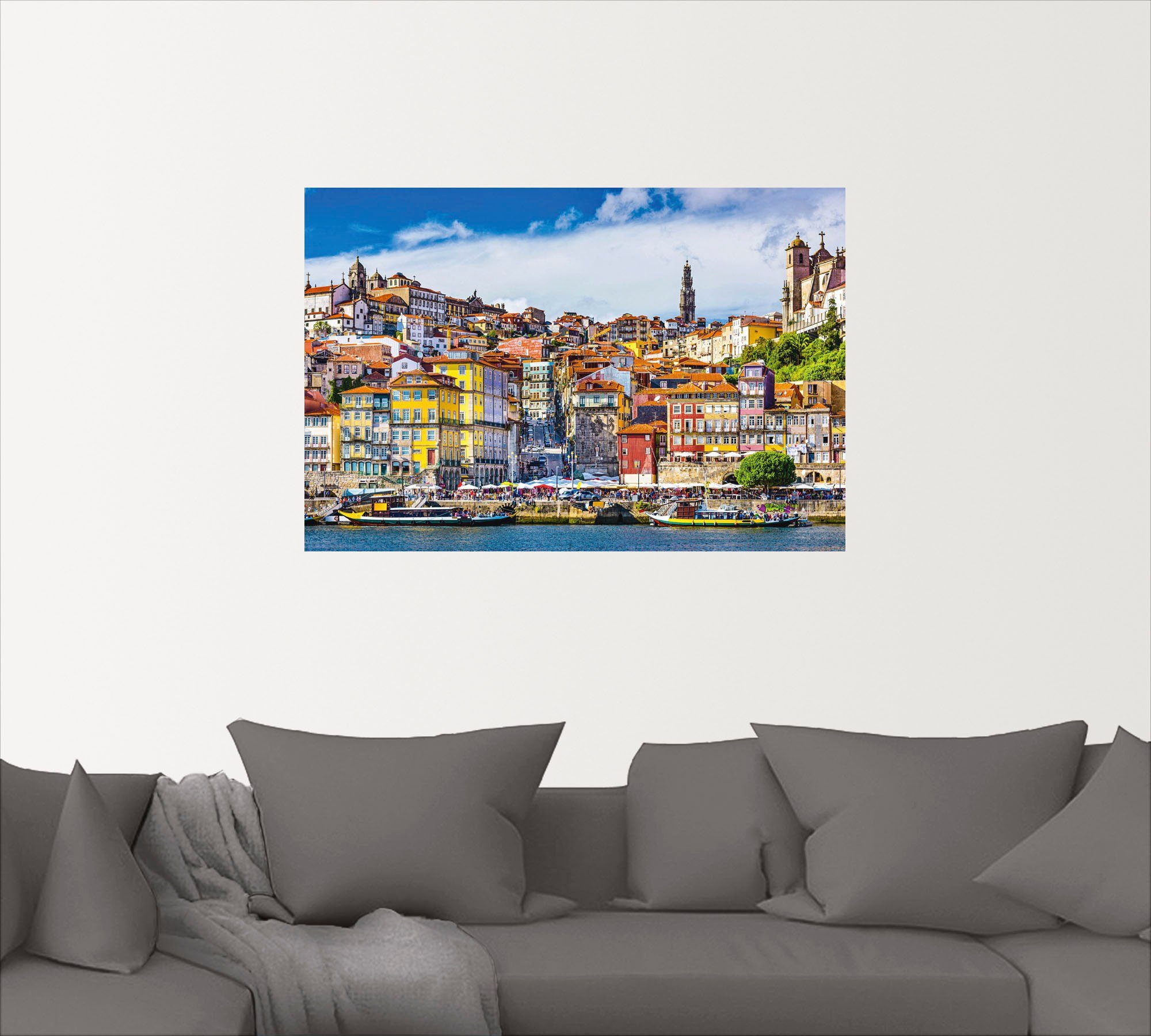 Artland Wandbild Farbiges Größen Europa Bilder von in Porto, Panorama oder St), Leinwandbild, (1 Alubild, Poster als Wandaufkleber versch