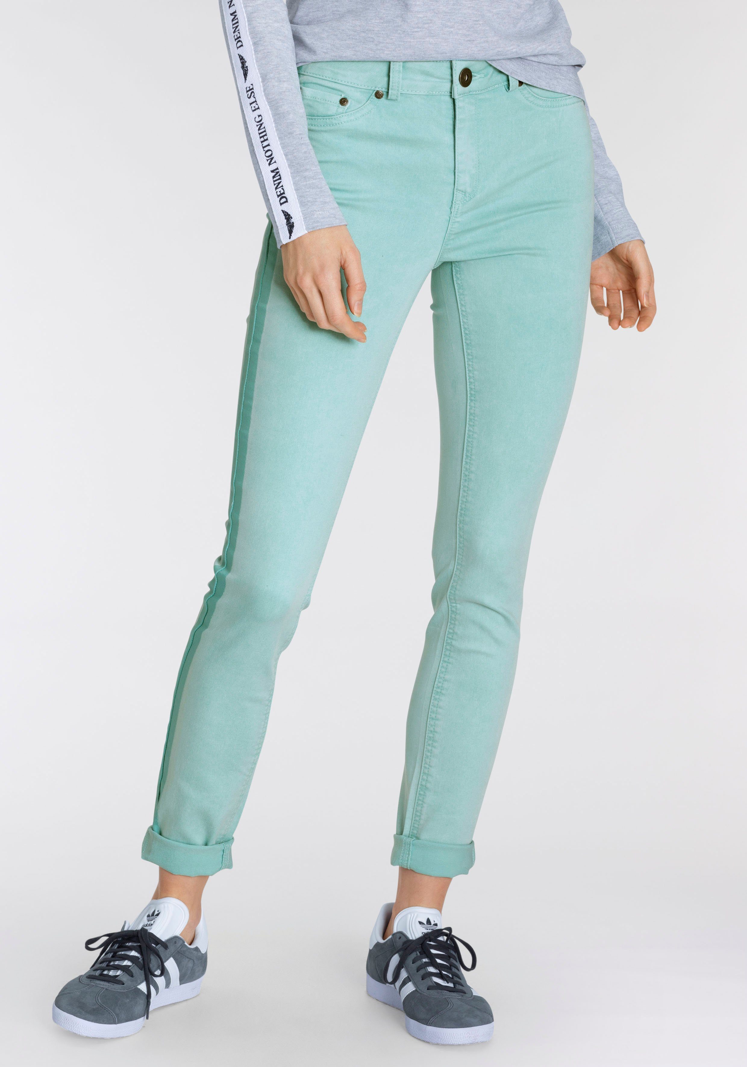 Arizona Skinny-fit-Jeans Ultra Stretch High mit seitlichem Waist mint Streifen