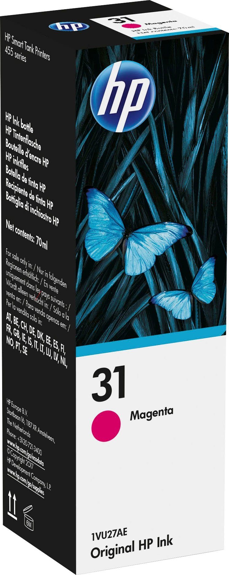 HP 31 Magenta Original Tintenflasche, 70 ml Nachfülltinte (für HP, 1x 70 ml)