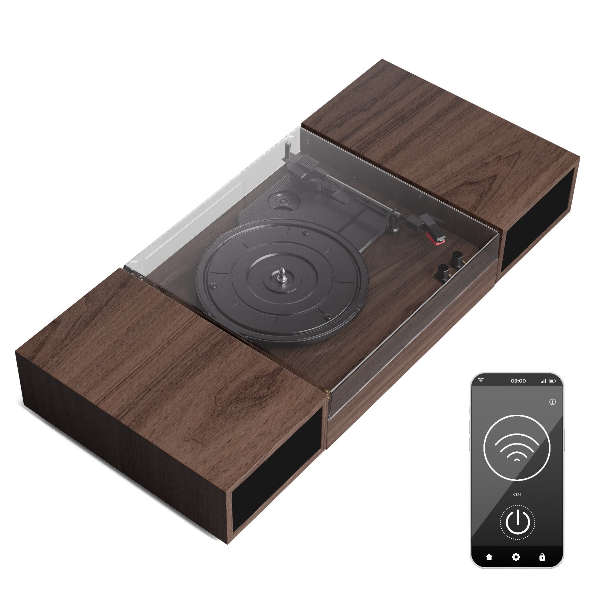 Auna TT-Play 2x10W BT RCA-Out 3 speed dark wood Проигрыватели (Riemenantrieb, Bluetooth, Bluetooth RCA 3 Speed Schallplattenspieler Audio Home)