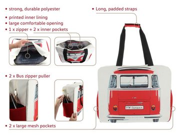 VW Collection by BRISA Einkaufsshopper Volkswagen Beach Bag mit T1 Bulli Bus Motiv, Mit Reißverschluss und Ziehern in Bus Form