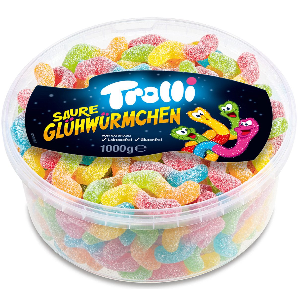 TROLLI Süßigkeit, Trolli saure Glühwürmchen gezuckertes und saures Fruchtgummi 1000g