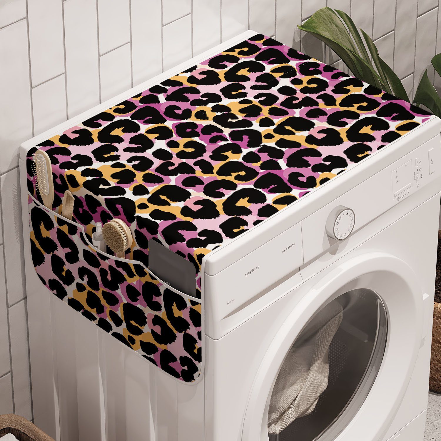 und Wilde Abakuhaus Exotic Waschmaschine Trockner, Leopard-Druck Animal Anti-Rutsch-Stoffabdeckung für Badorganizer