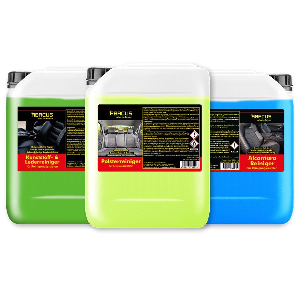 ABACUS Tornador Reiniger Polsterreiniger Kunststoffreiniger Alcantarareiniger Polsterreiniger (Für alle Materialien der richtige Reiniger, [3-St. Wirkt bei hartnäckigen Verschmutzungen Reinigt den Fahrzeuginnenraum porentief)