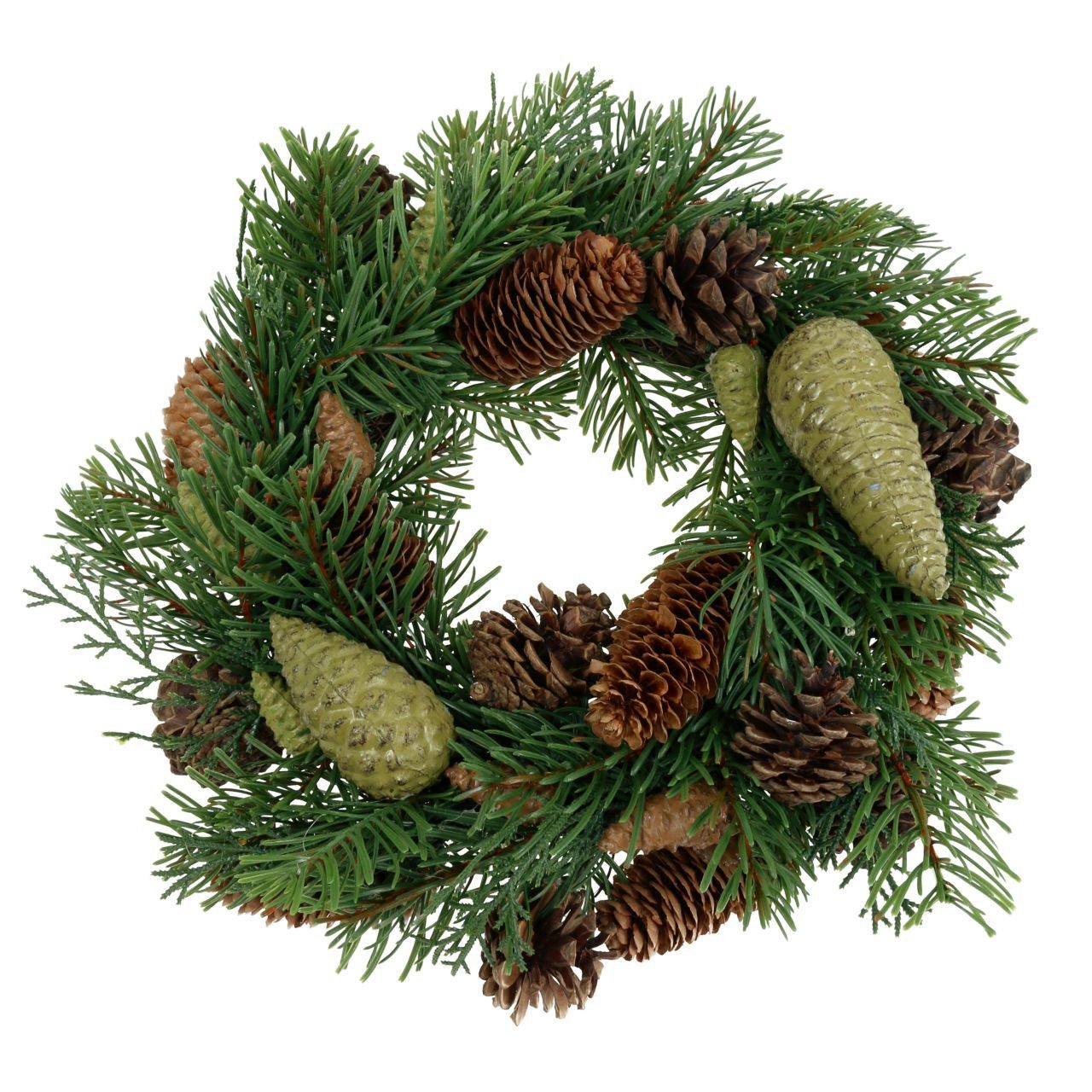 Winterliche Kunstpflanze Adventskranz mit Zapfen aus langlebigem Material für, Florists Products, Höhe 9 cm