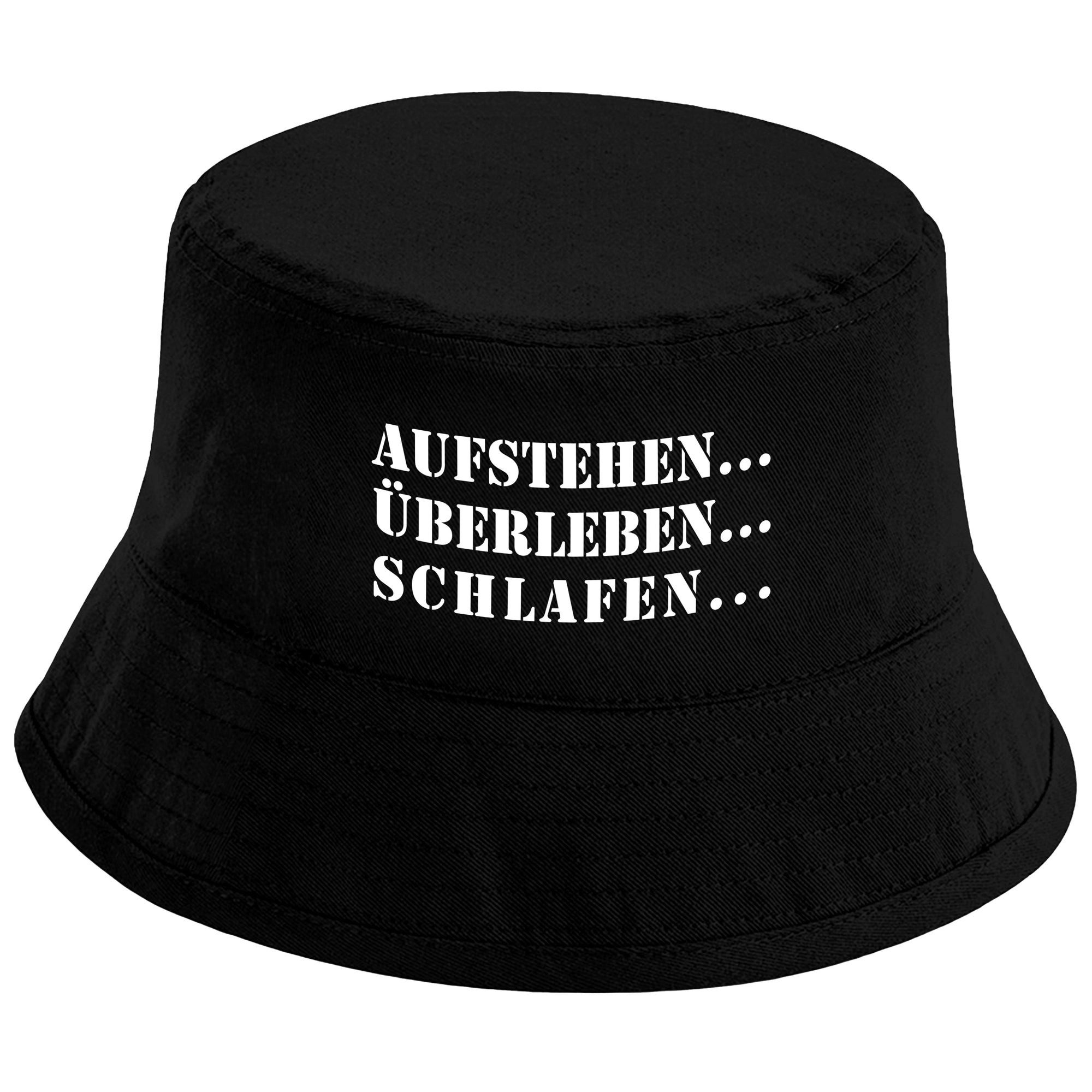 Sonnenhut Bucket Hat Aufstehen... Überleben... Schlafen...