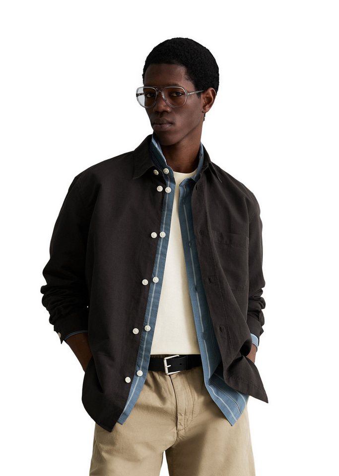 Marc O'Polo DENIM Langarmhemd regular fit aus Leinen und Bio-Baumwolle, Kentkragen