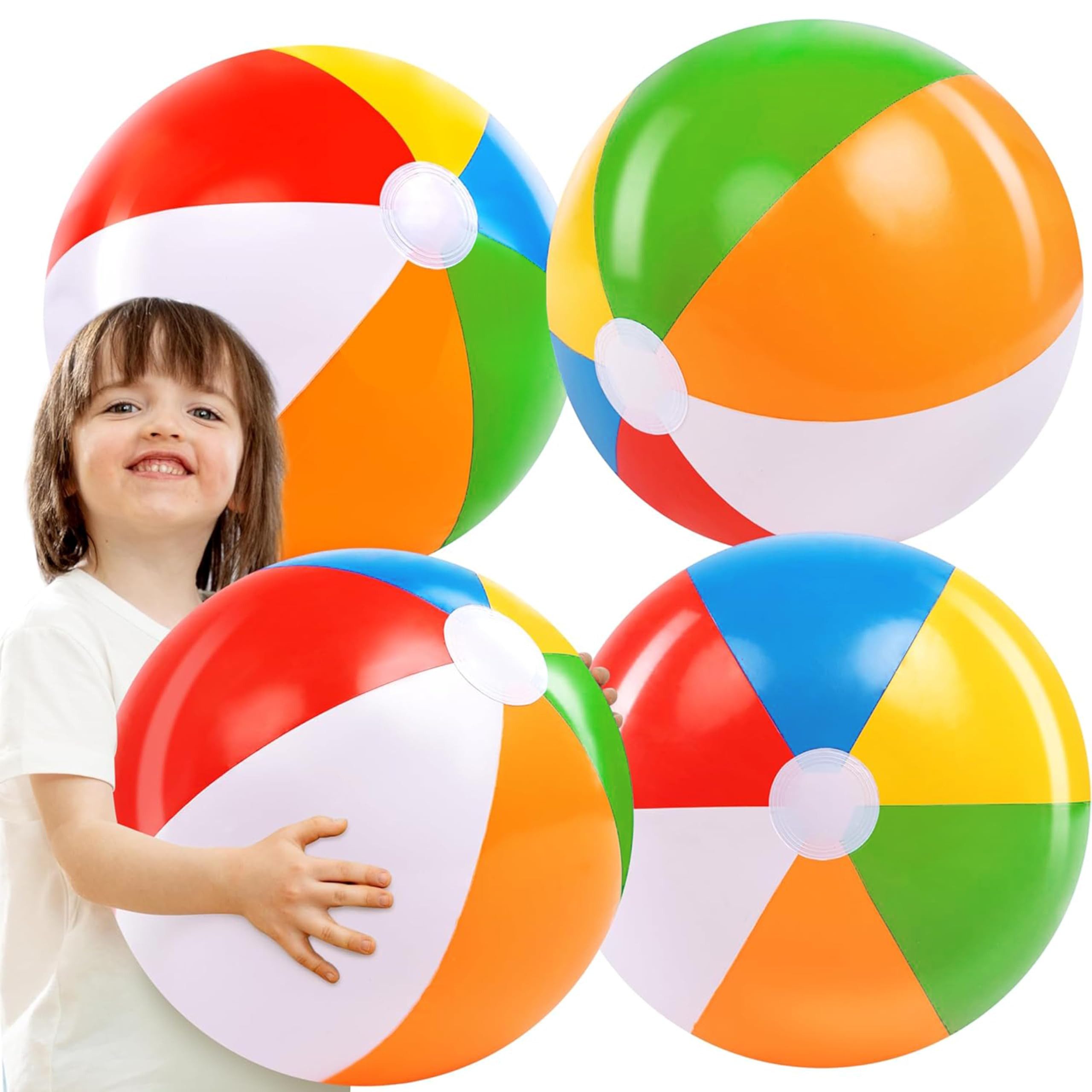 JOYIN Beachball JOYIN 4er Set 50cm Regenbogen-Wasserball, aufblasbar für Pool, Strand (4-St)