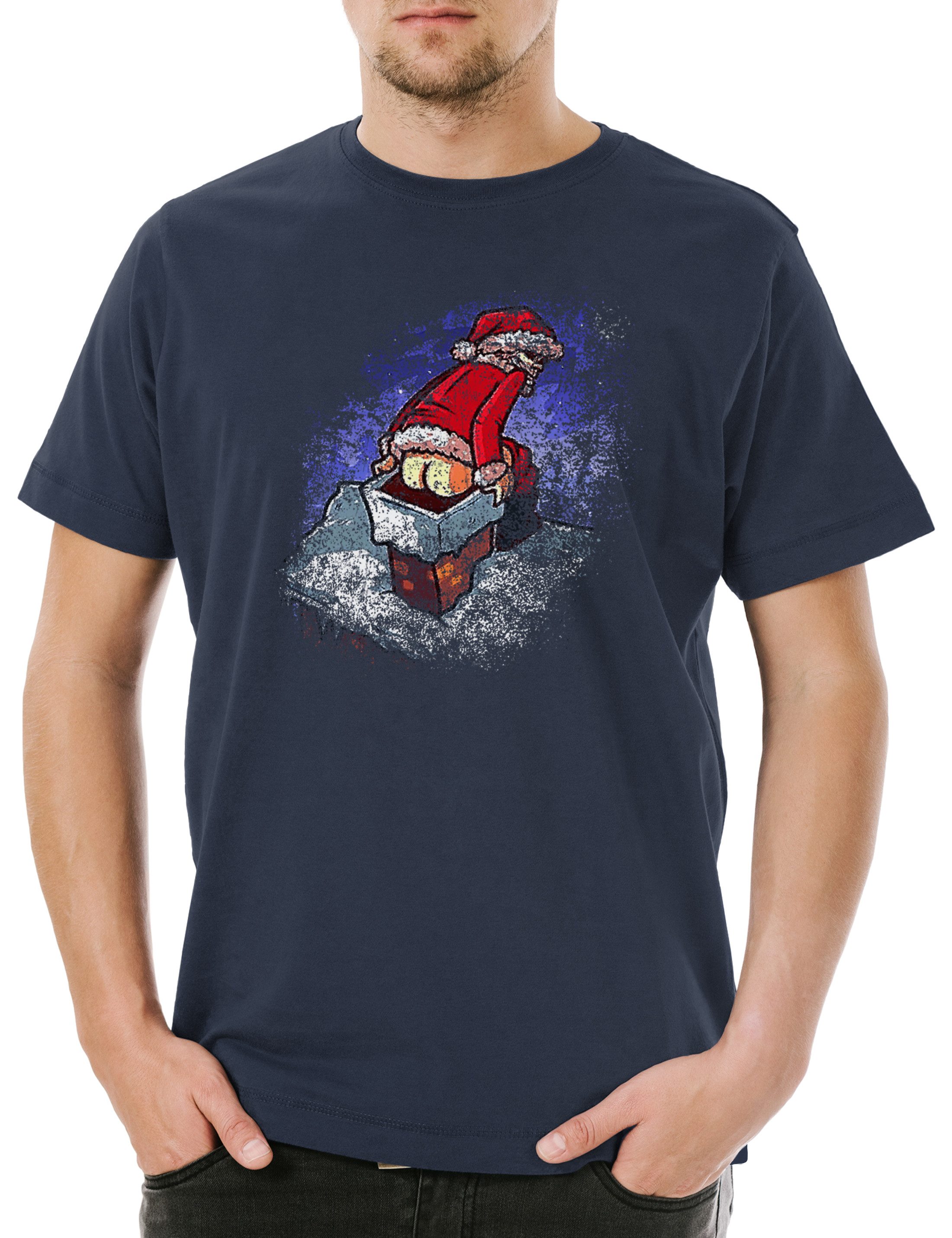 Print-Shirt Santa Chimney Herren T-Shirt Bad Weihnachtsmann Santa X-Mas Christmas