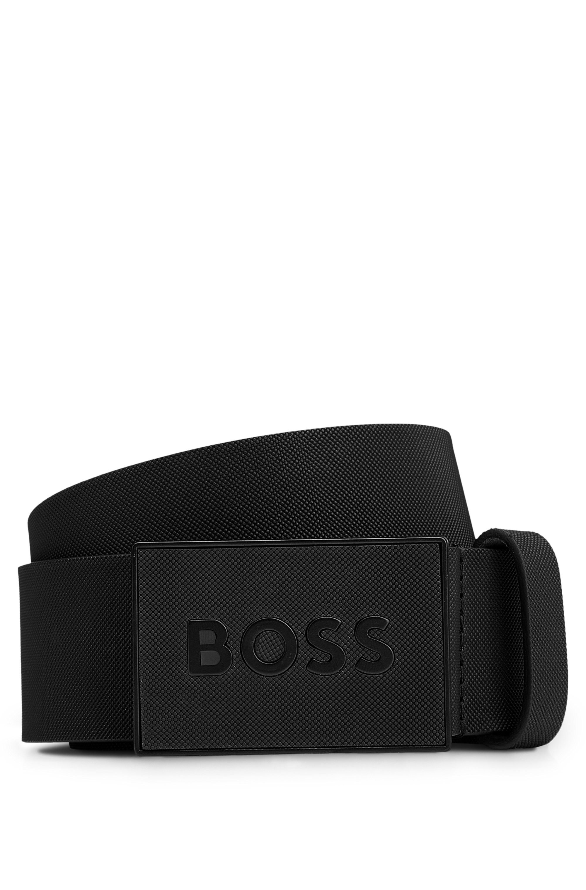 BOSS Ledergürtel Boss_Icon-S1_Sz40 mit BOSS-Logo-Prägung auf der Koppelschließe