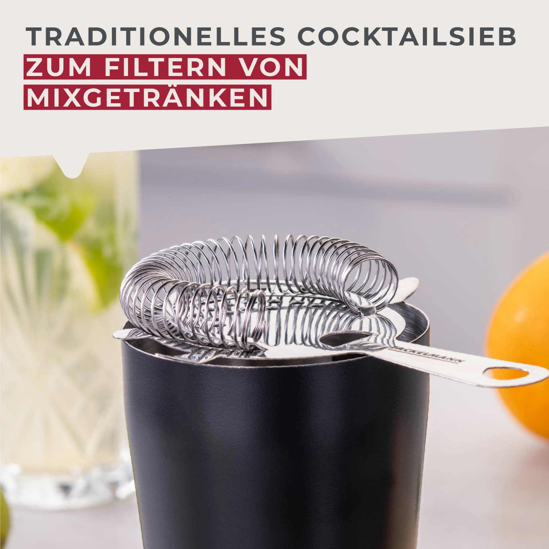 FACKELMANN Küchensieb Bar-Sieb, Cocktail-Sieb, Edelstahl-Filter, Mixgetränke-Sieb