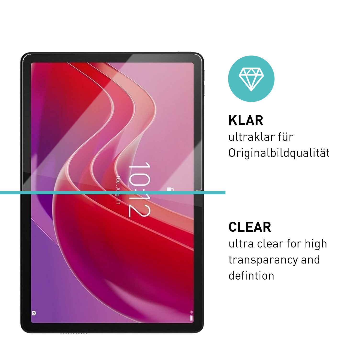 smartect Displayschutzglas Schutzglas Panzerfolie Klar für Lenovo Tab M11 2024, Set, 2 Stück, Schutzfolie Glasschutz Bildschirm
