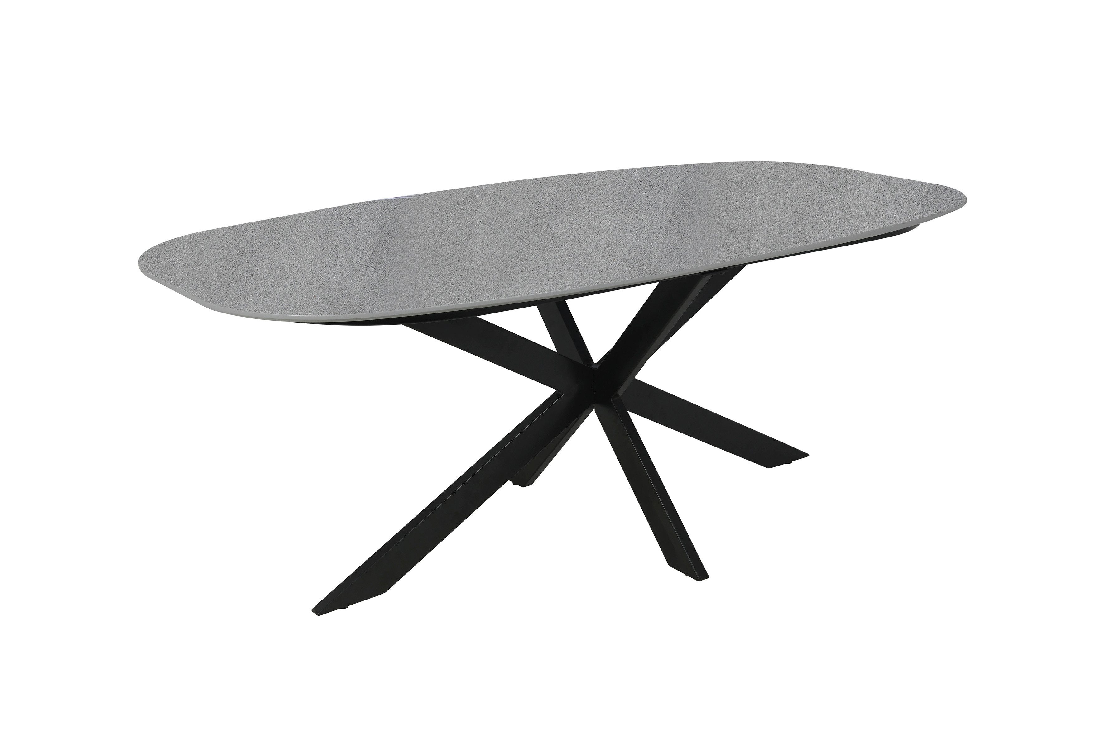 byLIVING Esstisch OVAL (Breite: 200 cm), Tischplatte Stein-Optik, Sternfußgestell in schwarz