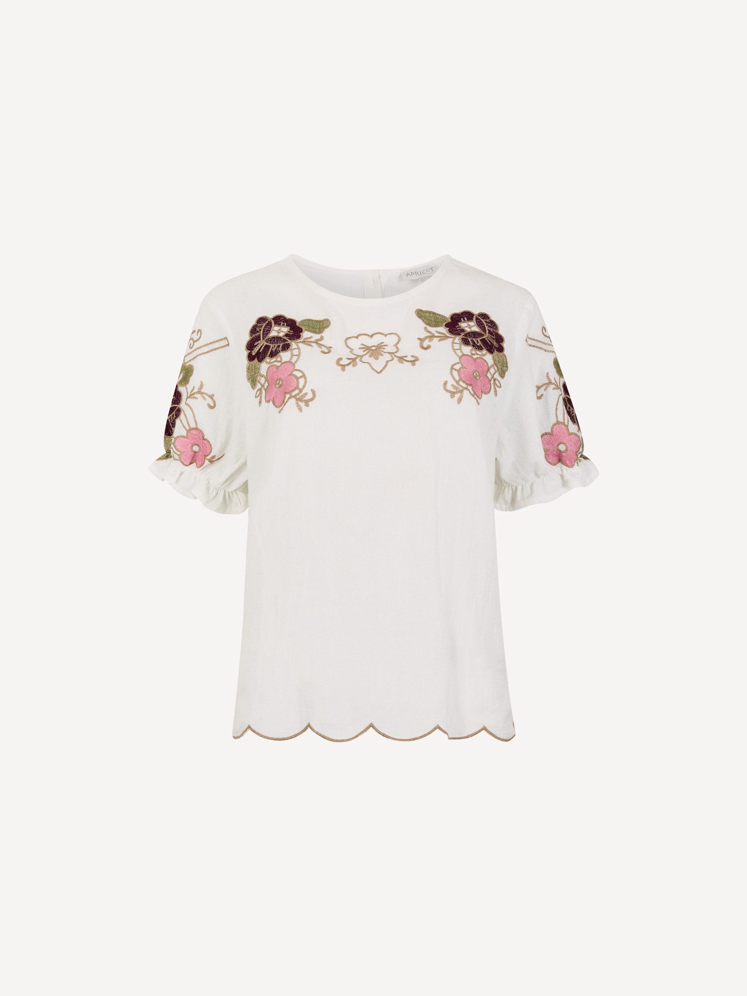 Blusenshirt Baumwolltop mit Blumenstickerei