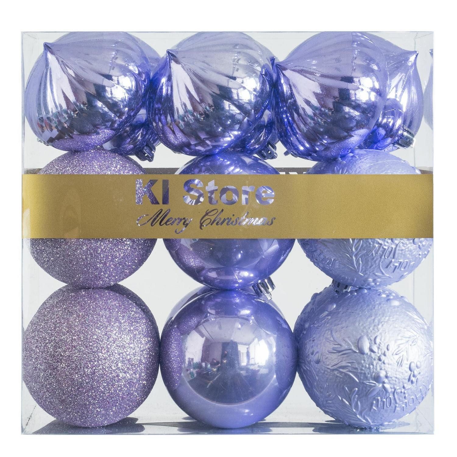 LuxusKollektion Christbaumschmuck Christbaumkugeln Altrosa Lavendel Lila 18 St. 8CM