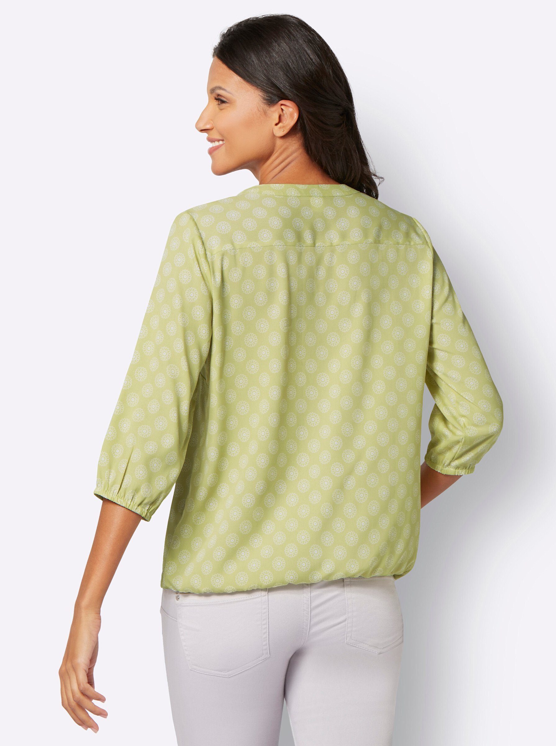 Sieh Klassische lindgrün-ecru-bedruckt Bluse an!