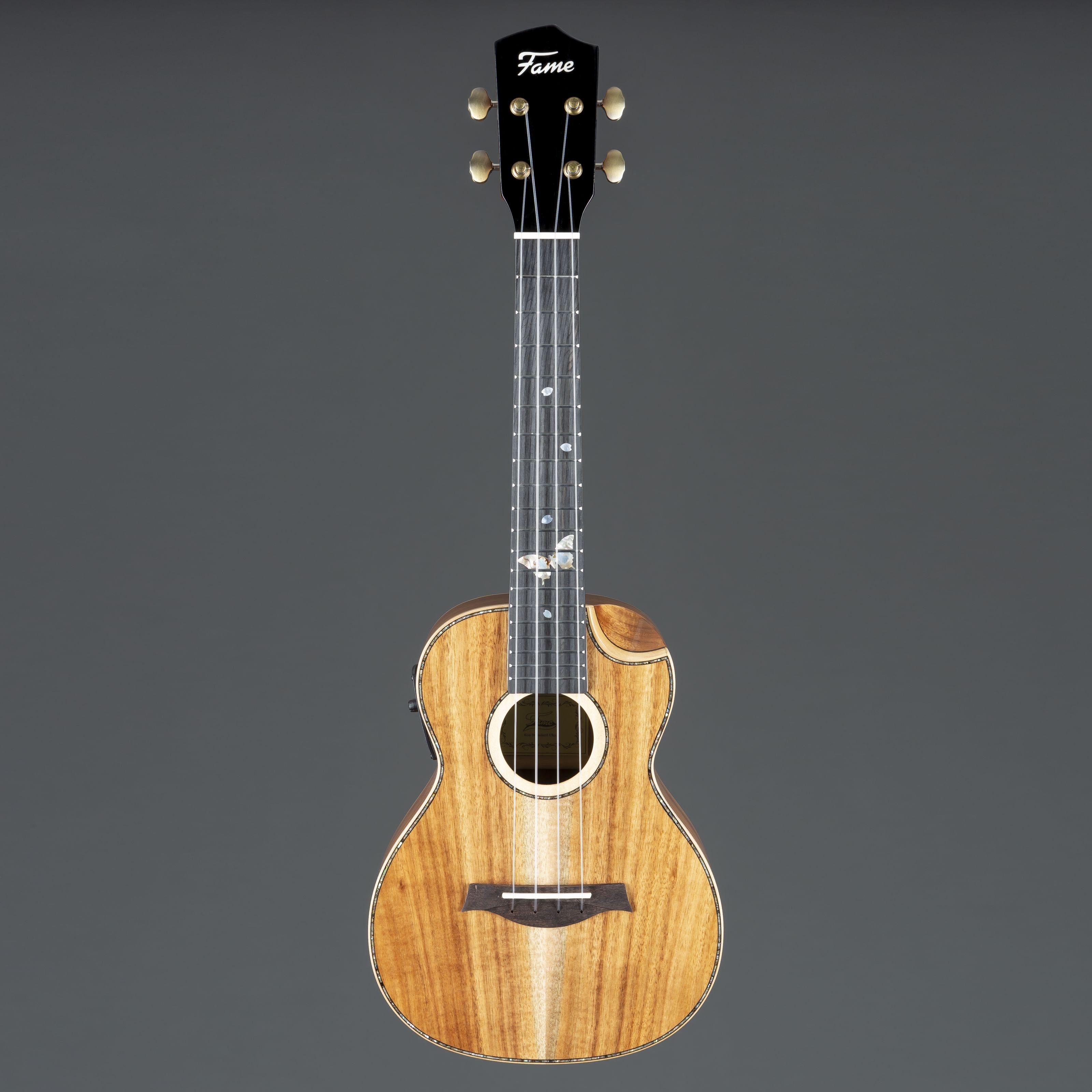 FAME Ukulele, Konzertukulele Koa Standard Massiv Koa-Decke Belcat Tonabnehmer Natural Hochglanz Finish geeignet für Musikliebhaber, Ukulelen, Konzert Ukulelen, Konzertukulele, Koa Standard, Massiv Koa-Decke, Belcat Tonabnehmer