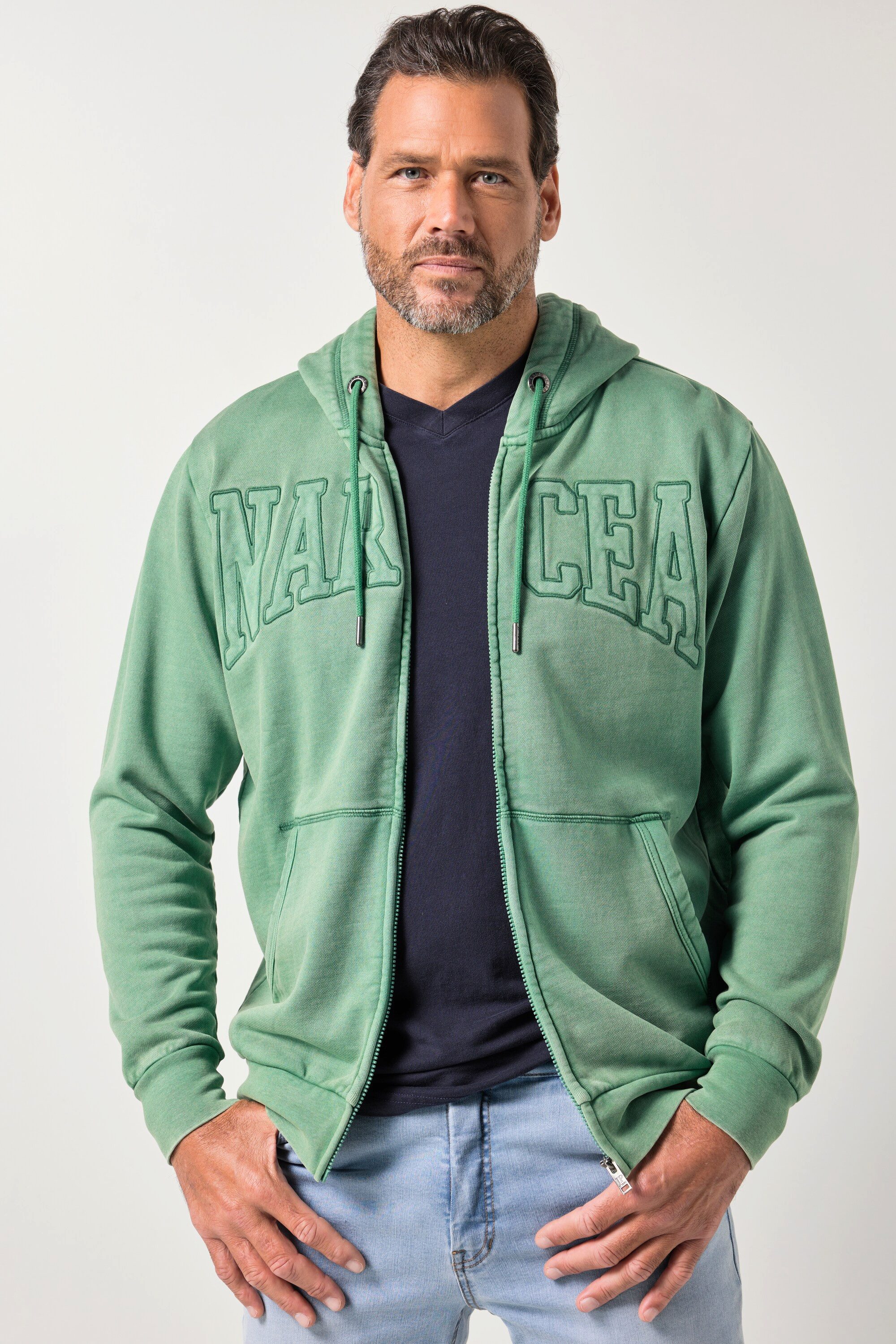 Fleecejacke Sweatjacke Kapuze Badges
