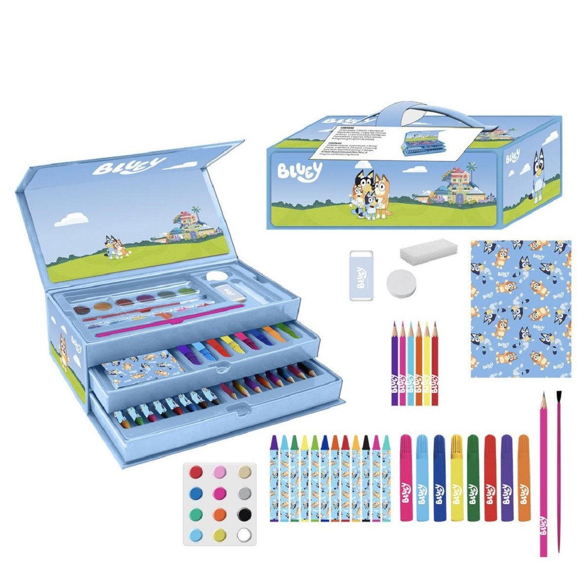 Bluey Farbkasten Schreibwaren- & Malset – Farbenfrohes Pastelfarben Set