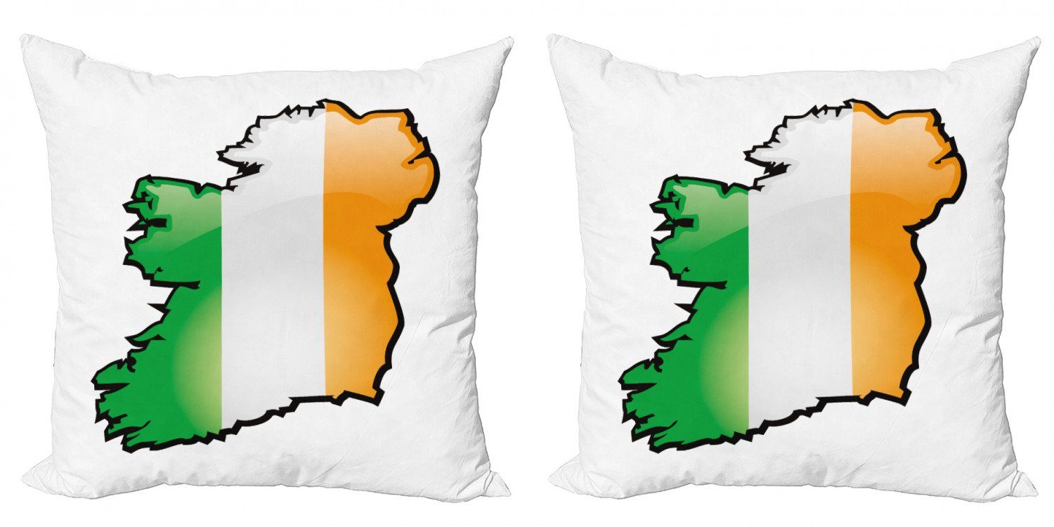 Kissenbezüge Modern Accent Doppelseitiger Digitaldruck, Abakuhaus (2 Stück), Irland Karte Cartoon-Stil Irish Karte