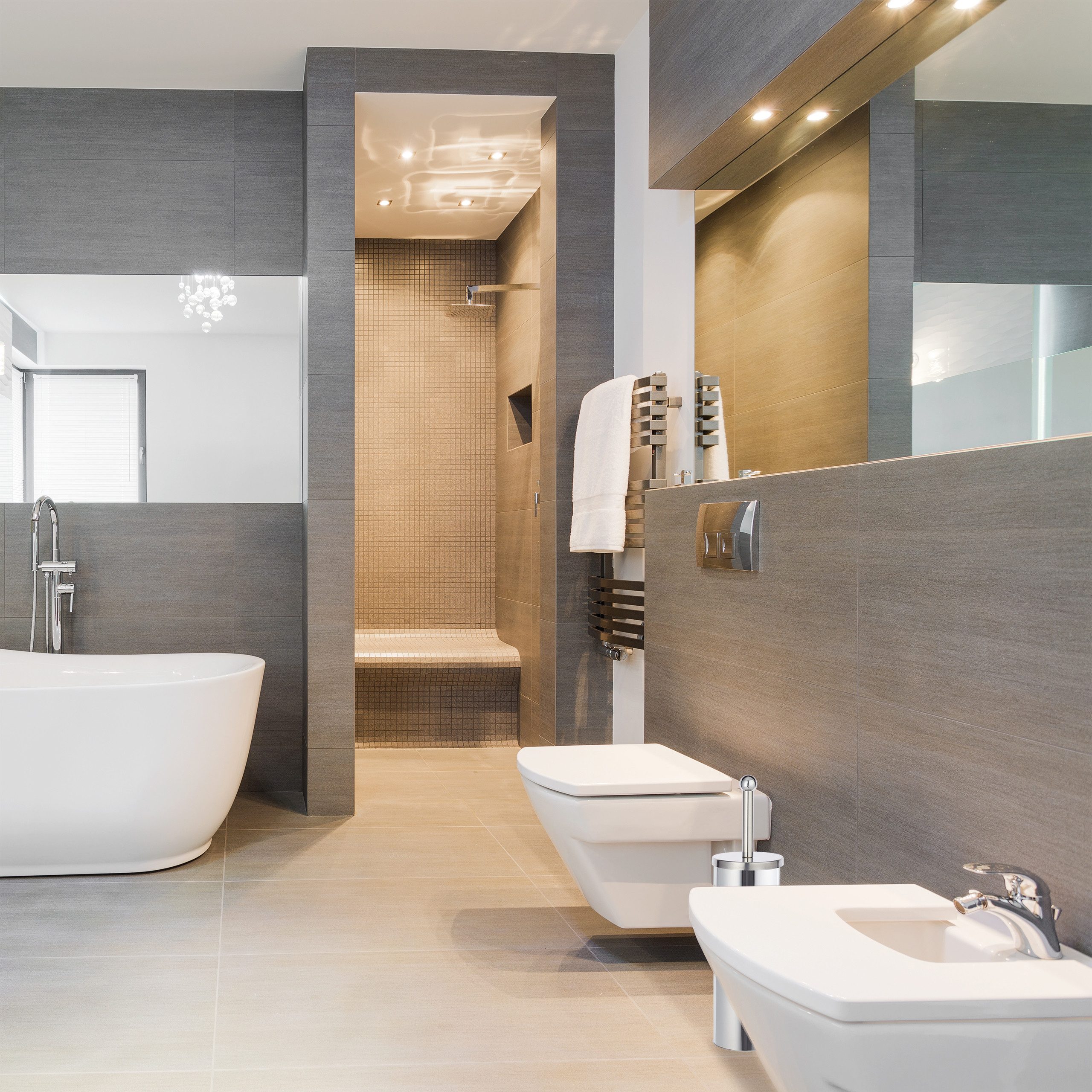 relaxdays Badezimmer-Set WC Garnitur aus Edelstahl rund