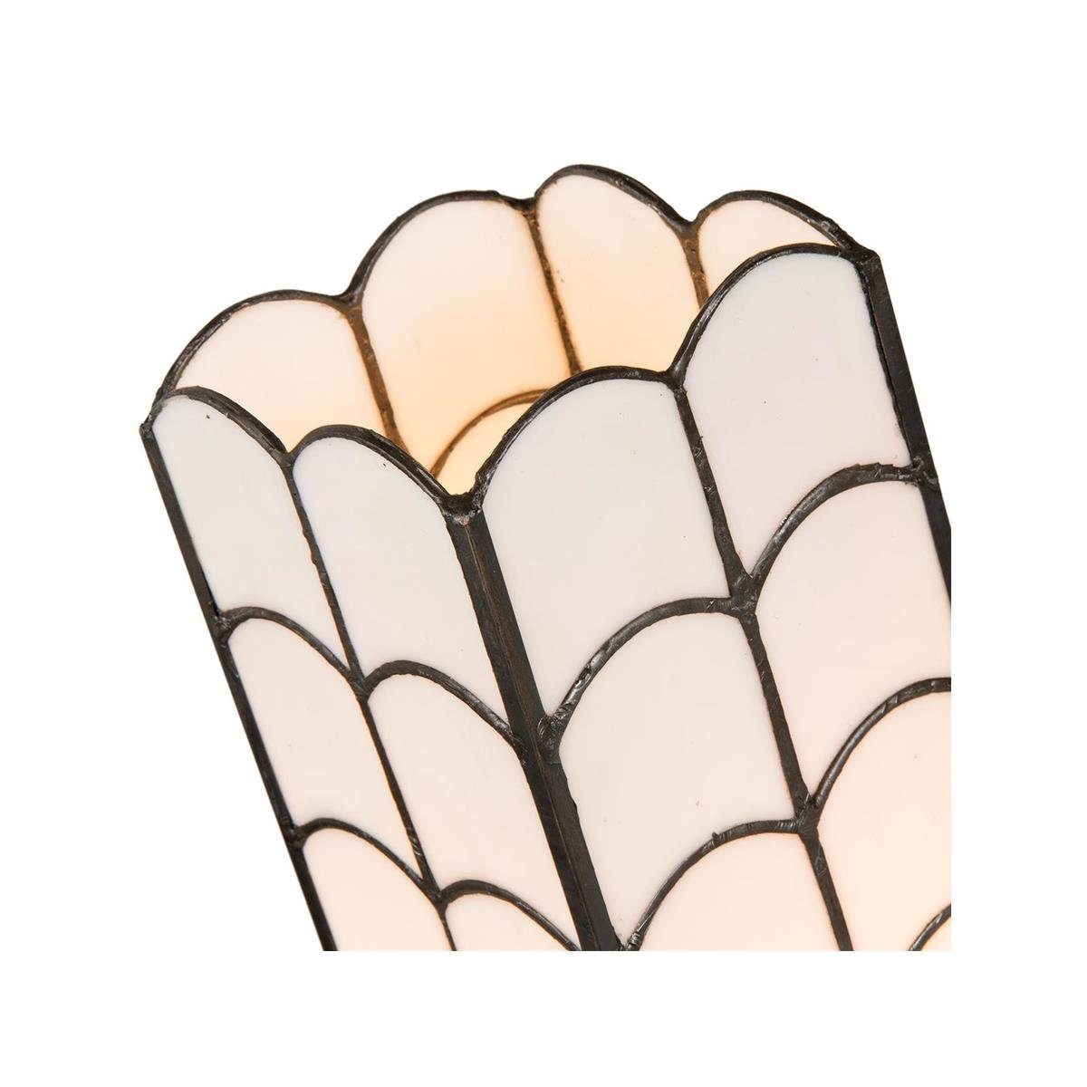 Clayre & Eef Tiffanylampe, Lampe Glas Leuchtmittel, Polyresin, Tischlampe ohne vom Schreibtischlampe Leuchtmittel Tiffany Eef Clayre & abhängig Tiffanylampe Weiß