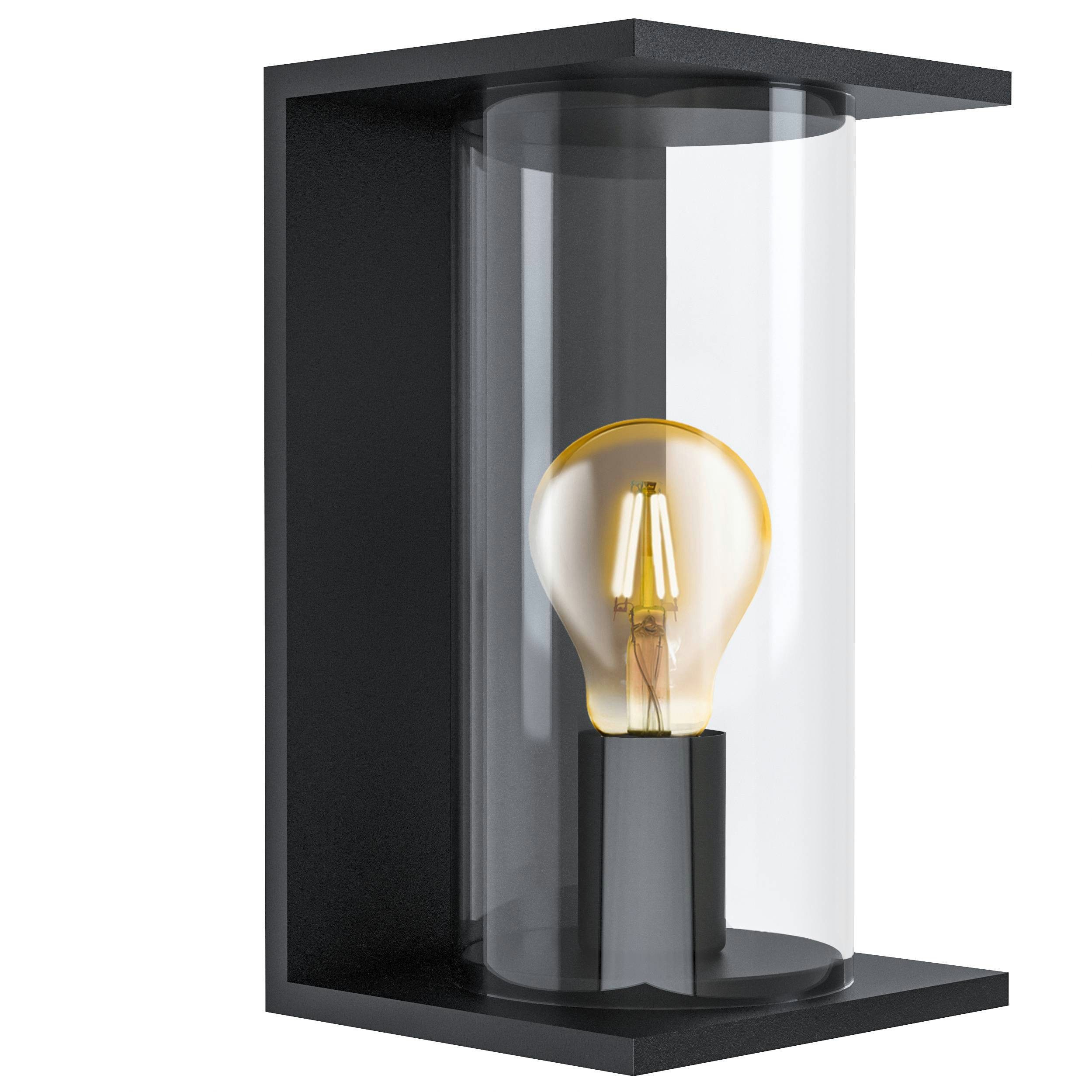 EGLO Wandleuchte Cascinetta Außen Wandlampe, Außenleuchte, verzinkter Stahl, E27, IP44, ohne Leuchtmittel, Wand-/Deckenleuchte - L16,5 x H28 x AL16,5 cm - schwarz - 1X40W exkl.