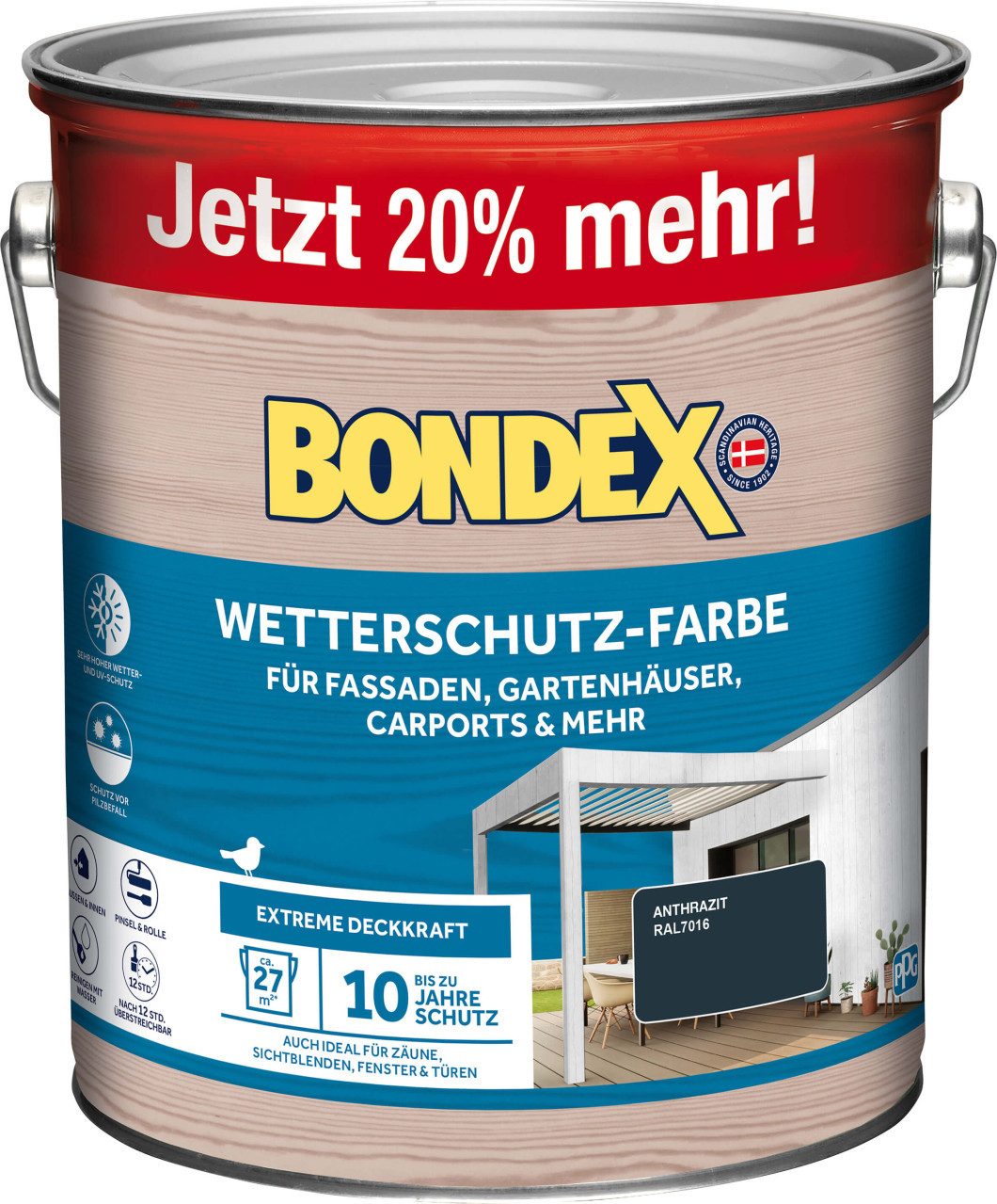 Bondex Holzschutzlasur Bondex Wetterschutzfarbe anthrazit 3 L