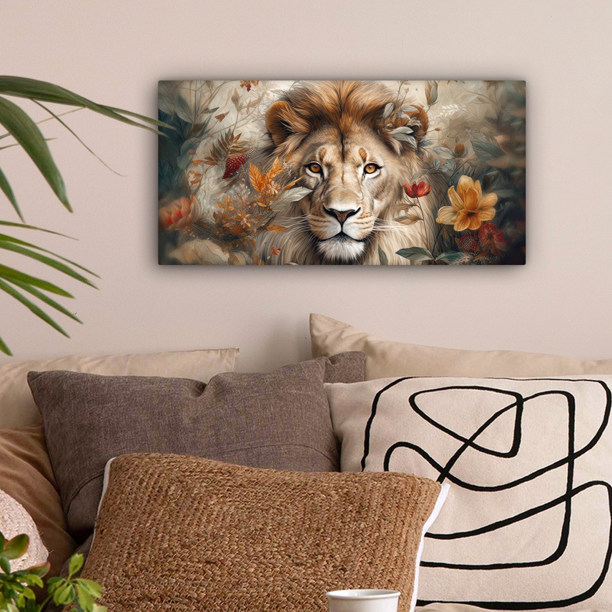 OneMillionCanvasses® Leinwandbild Panorama Löwe - Wildtiere günstig online kaufen