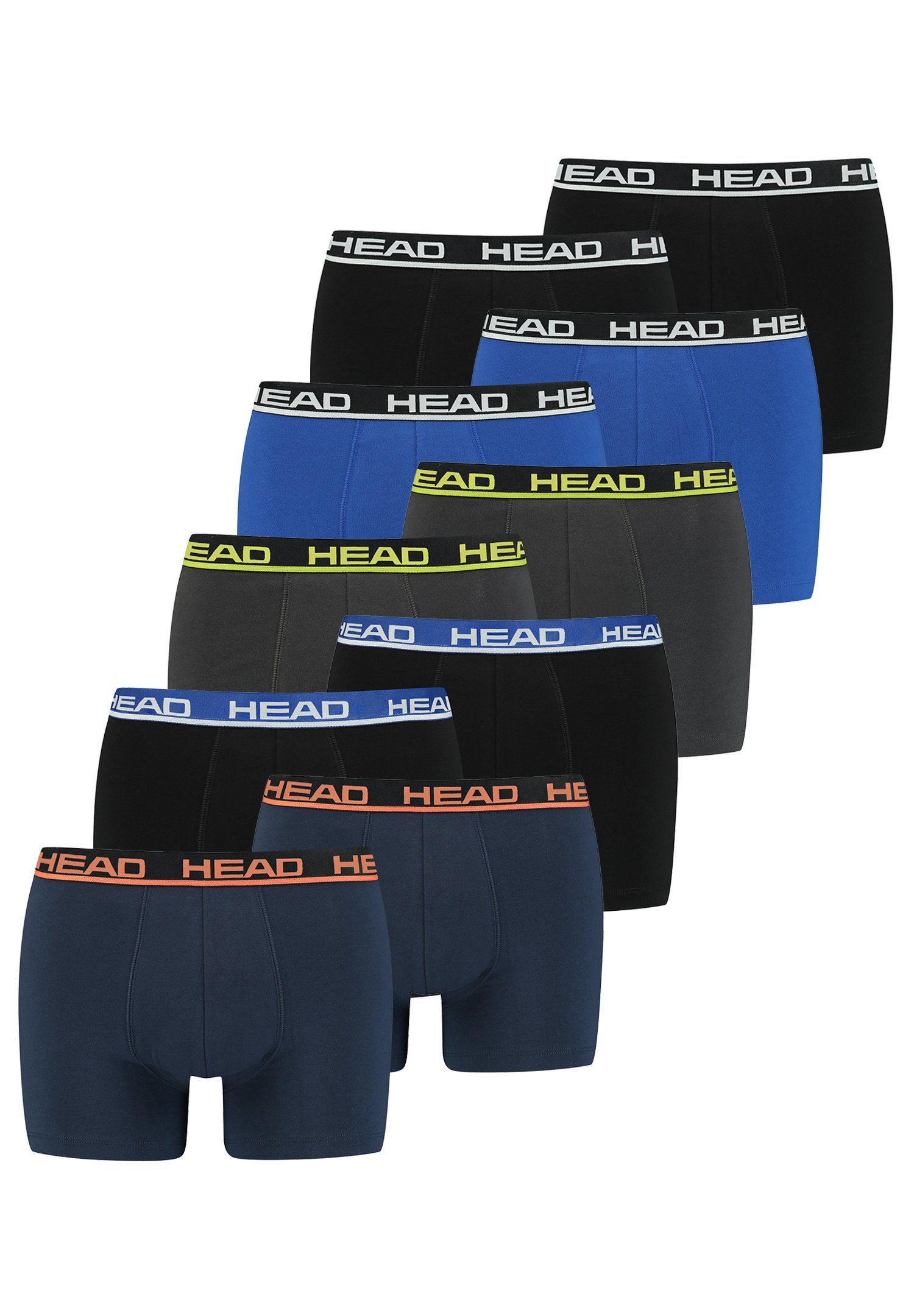 Head Boxershorts Head Basic Boxer 10P (Spar-Set, 10-St., 10er-Pack) Black/Black Blue/Phantom Lime/Blue Orange/Blue Black