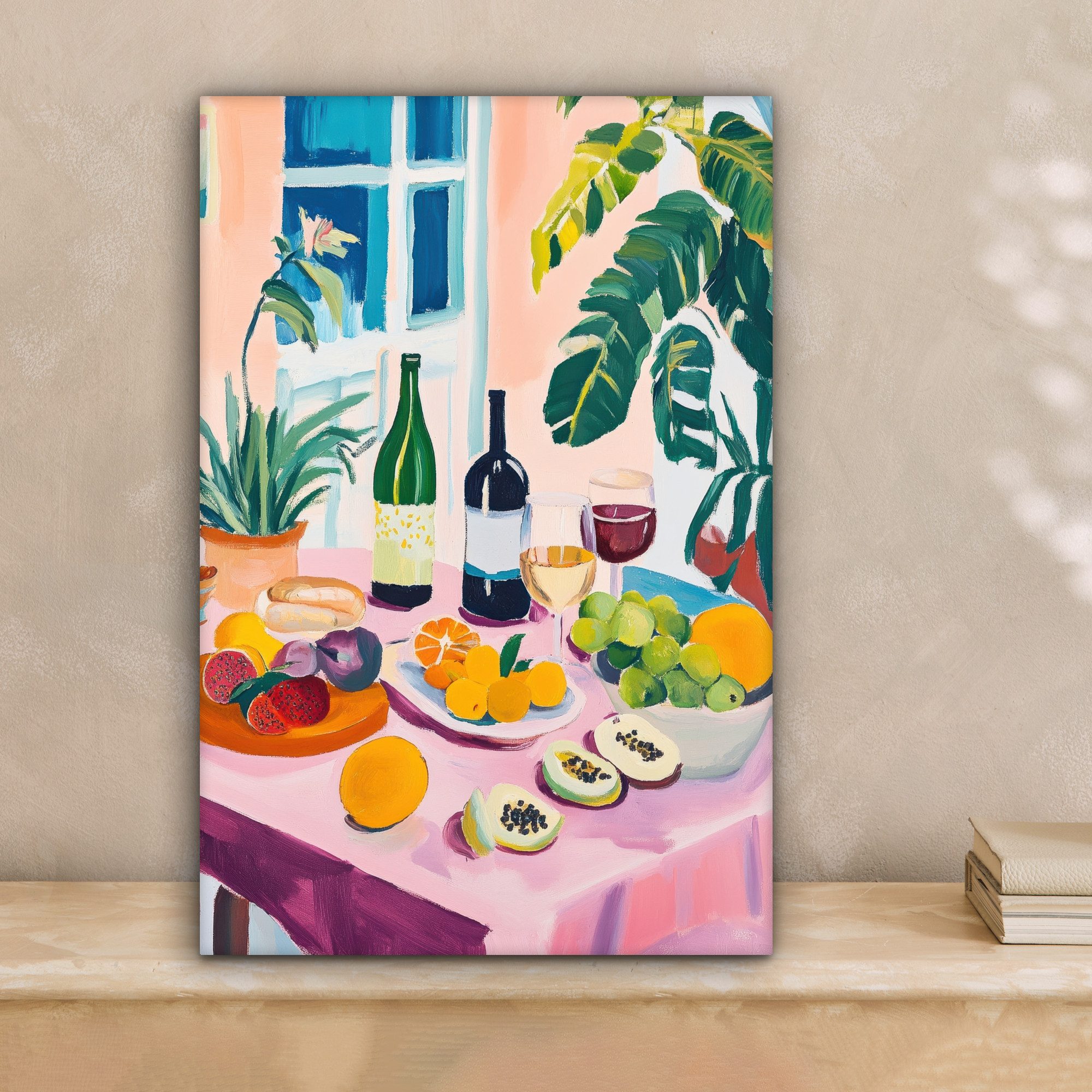 OneMillionCanvasses® Leinwandbild Tisch - Wein - günstig online kaufen