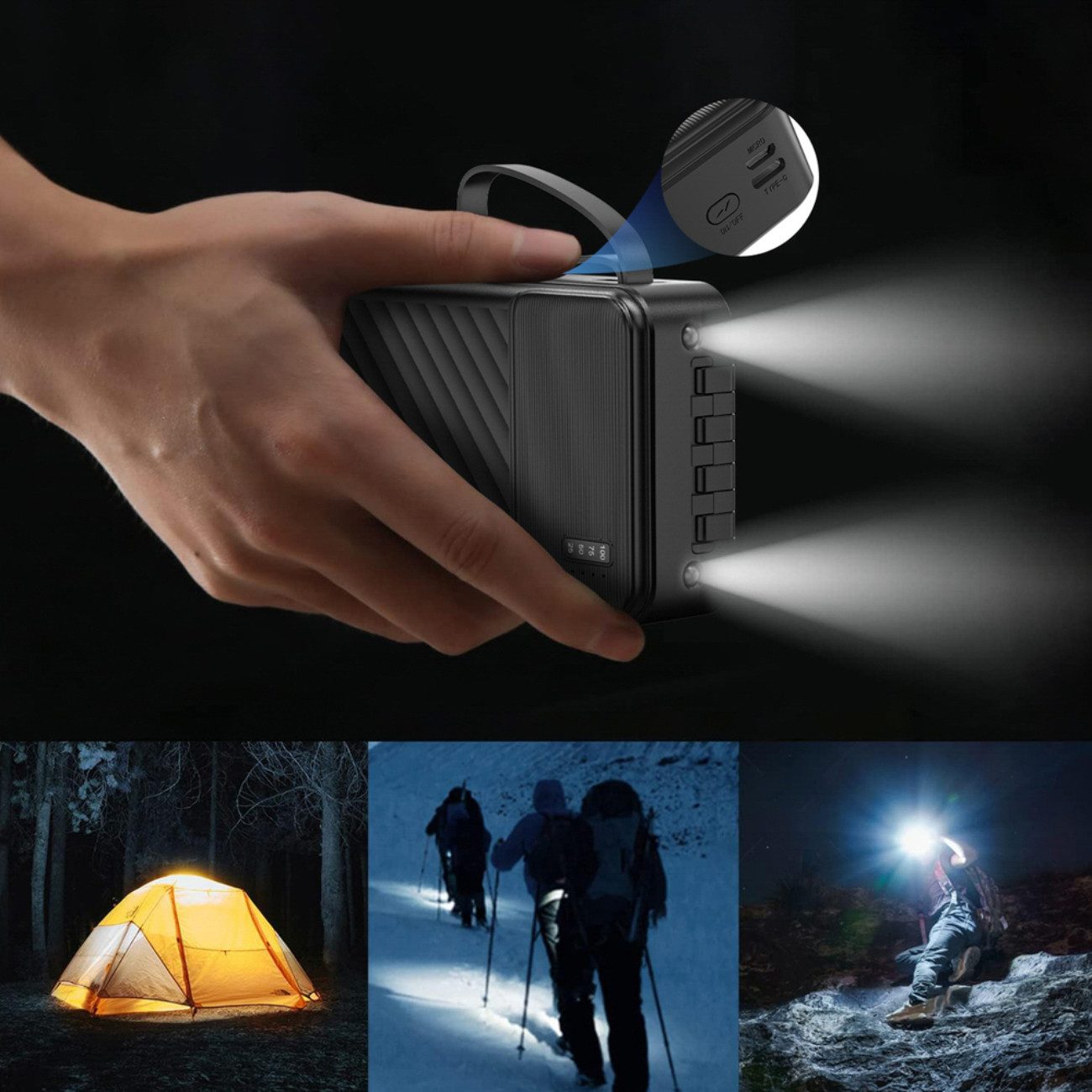 Dudao K11 PRO Powerbank 20000 mAh (5 V), 20000 mAh Powerbank mit 4 integrierten Kabeln