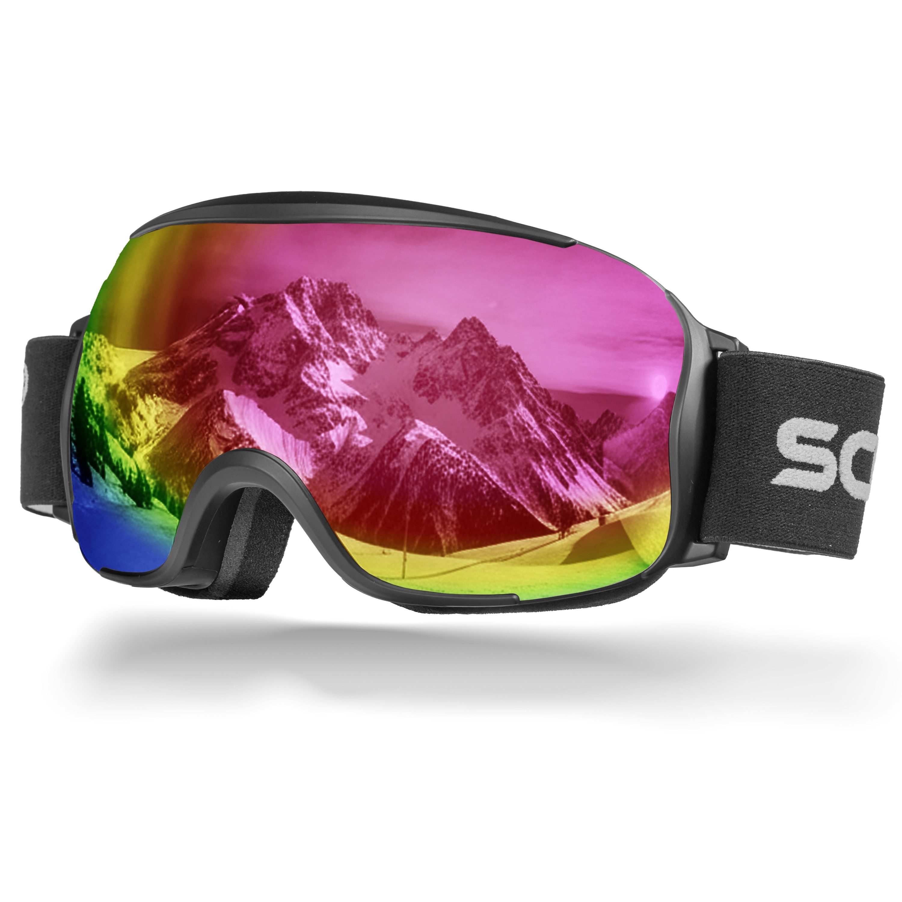 SCHNORR Sportbrille Schnorr Skibrille Kryos - Sphärisch, Pink (S2), Full REVO, Anti-Fog, (1-St), Full REVO-Beschichtung Pink (S2)