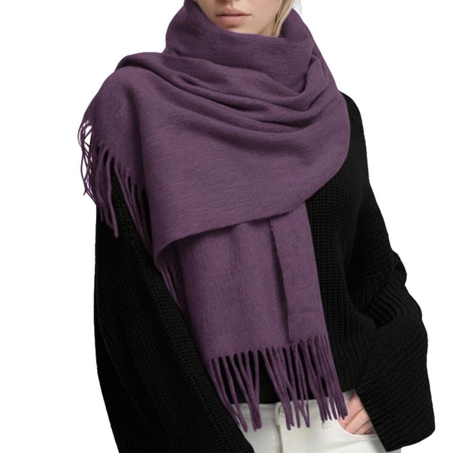 LuxusKollektion Wollschal Wollschal Damen Kaschmir-Gefühl Lila 200x70cm