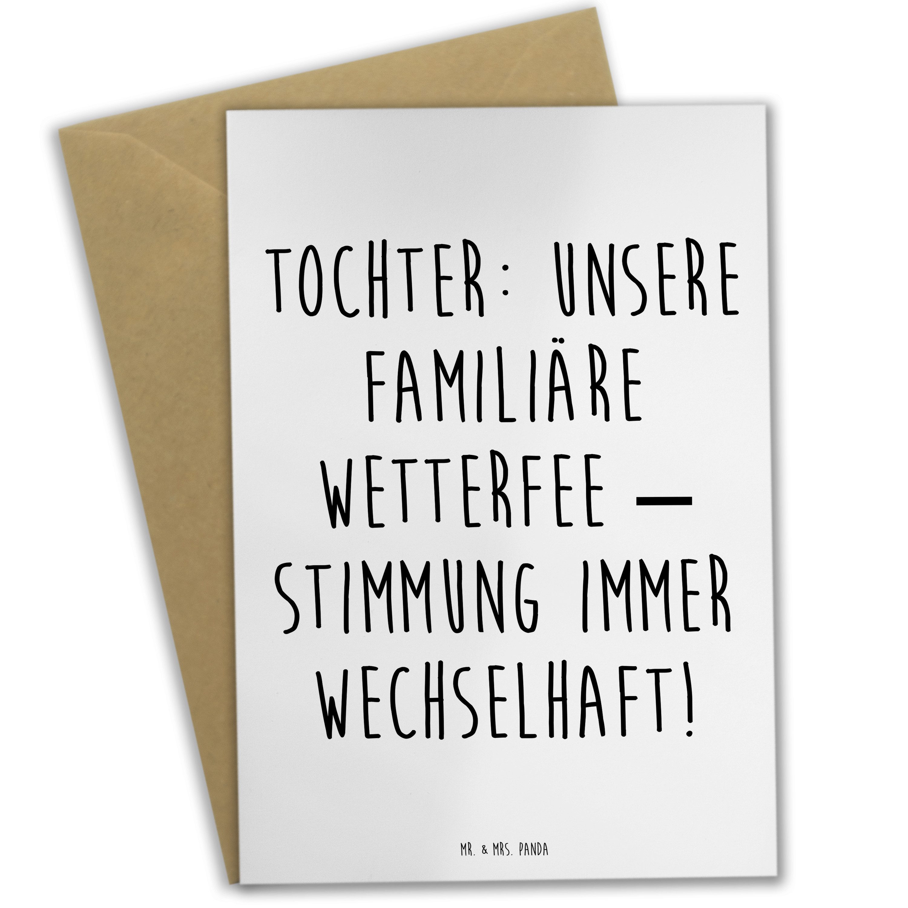 Mr. & Mrs. Panda Grußkarte Tochter Wetterfee - Weiß - Geschenk, Karte, Oma, Grußkarte, Einladung, Hochwertiger Karton