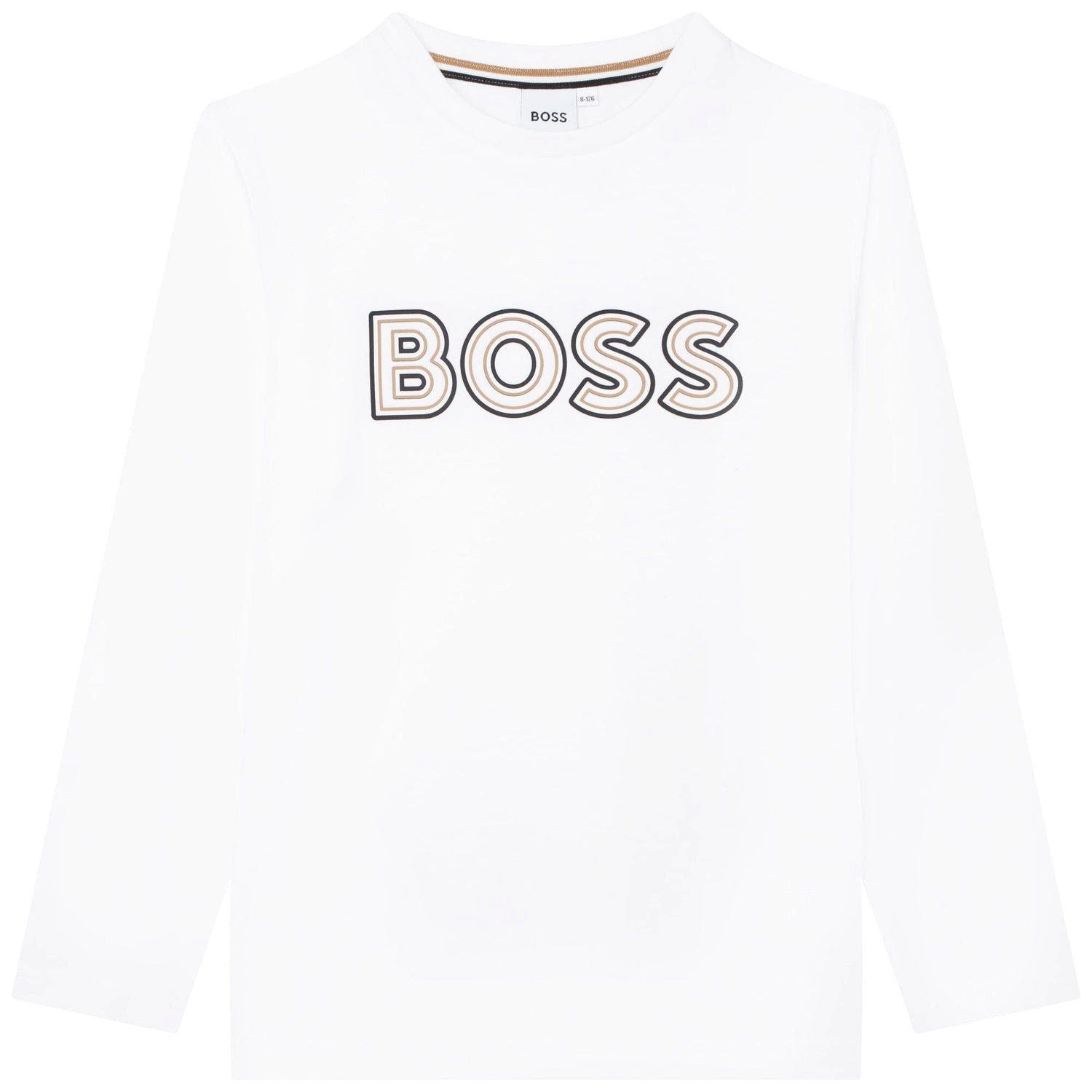 Langarmshirt BOSS Kids Longsleeve Langarmshirt weiß mit Logo