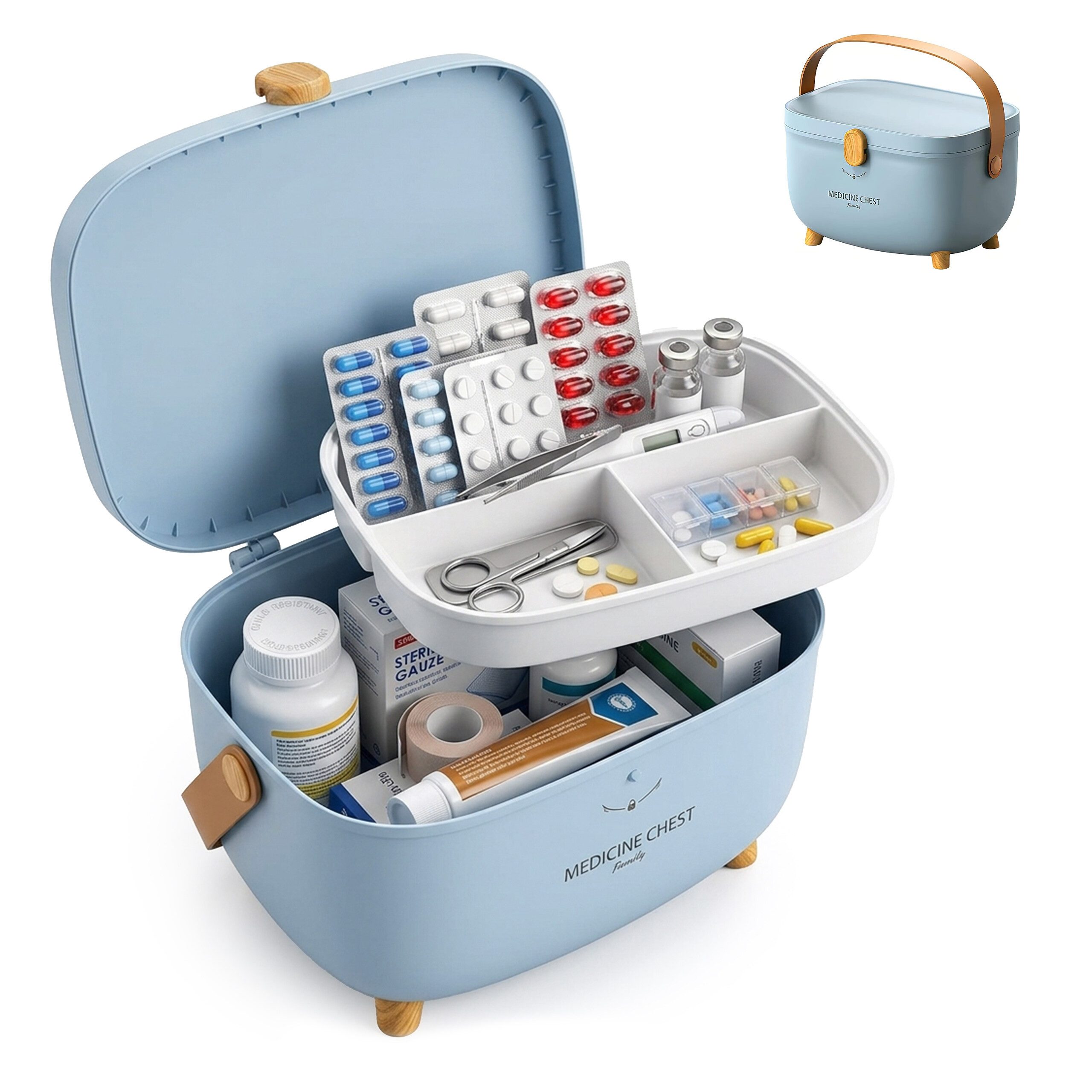 relaxdays Erste-Hilfe-Koffer Medizinbox aus Kunststoff, (1 St), blau