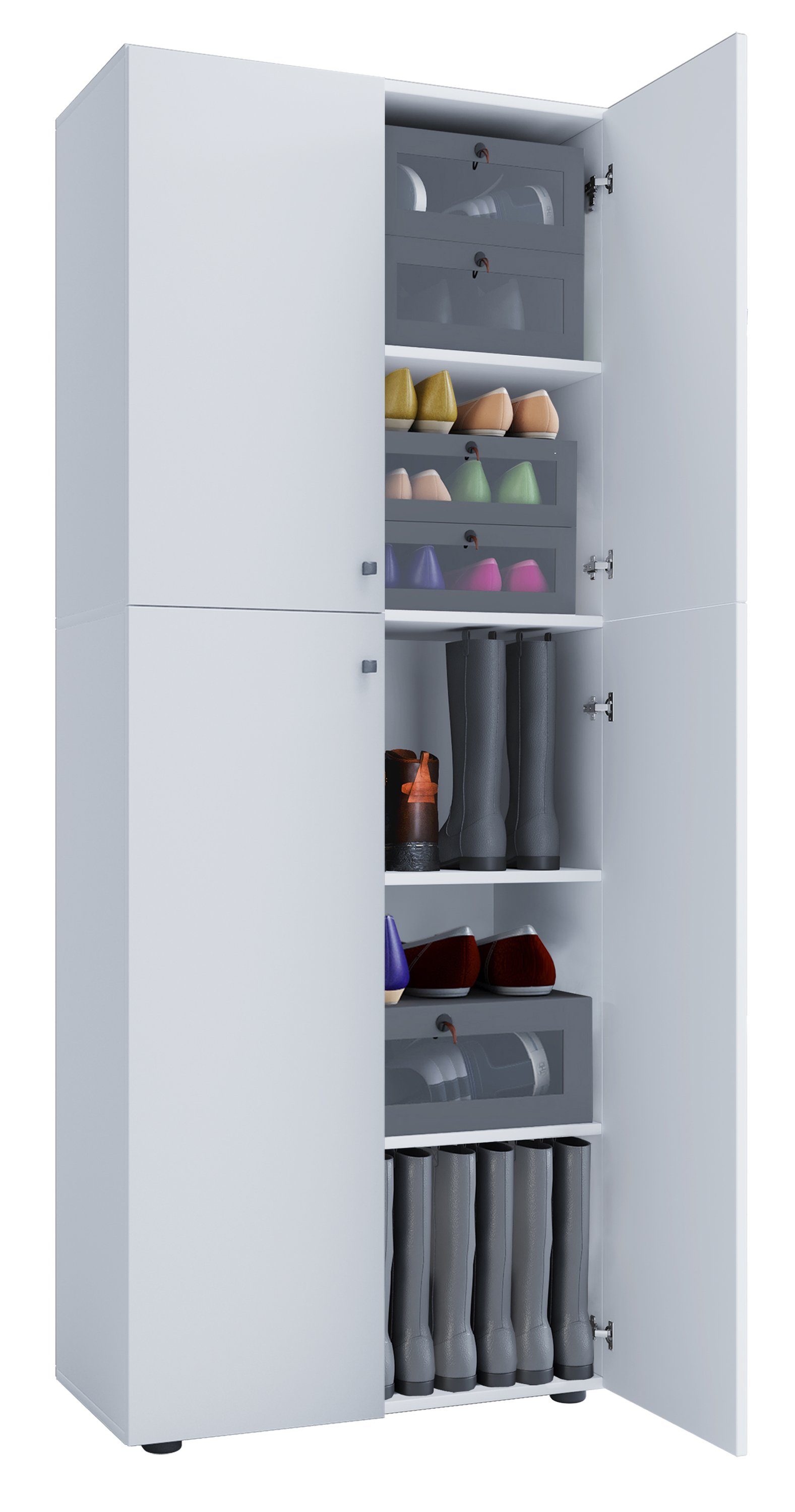 VCM Schuhschrank Schuhkommode Lona B. 70 x H. 184 x T. 40 cm