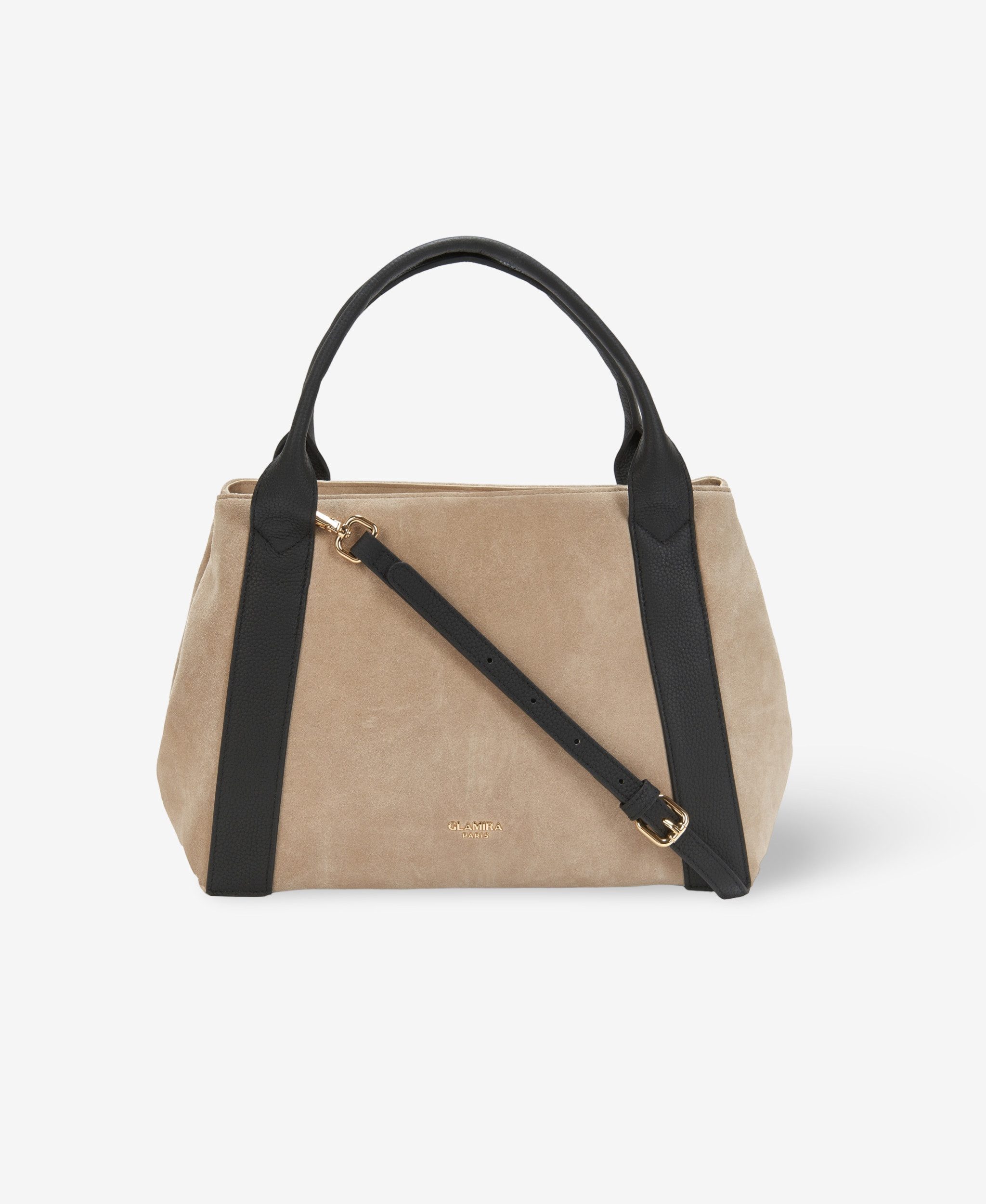 GLAMIRA Handtasche UrbanSphere Grau Handtasche mit Henkel (1-tlg), echt Leder, mit geräumigem Hauptfach