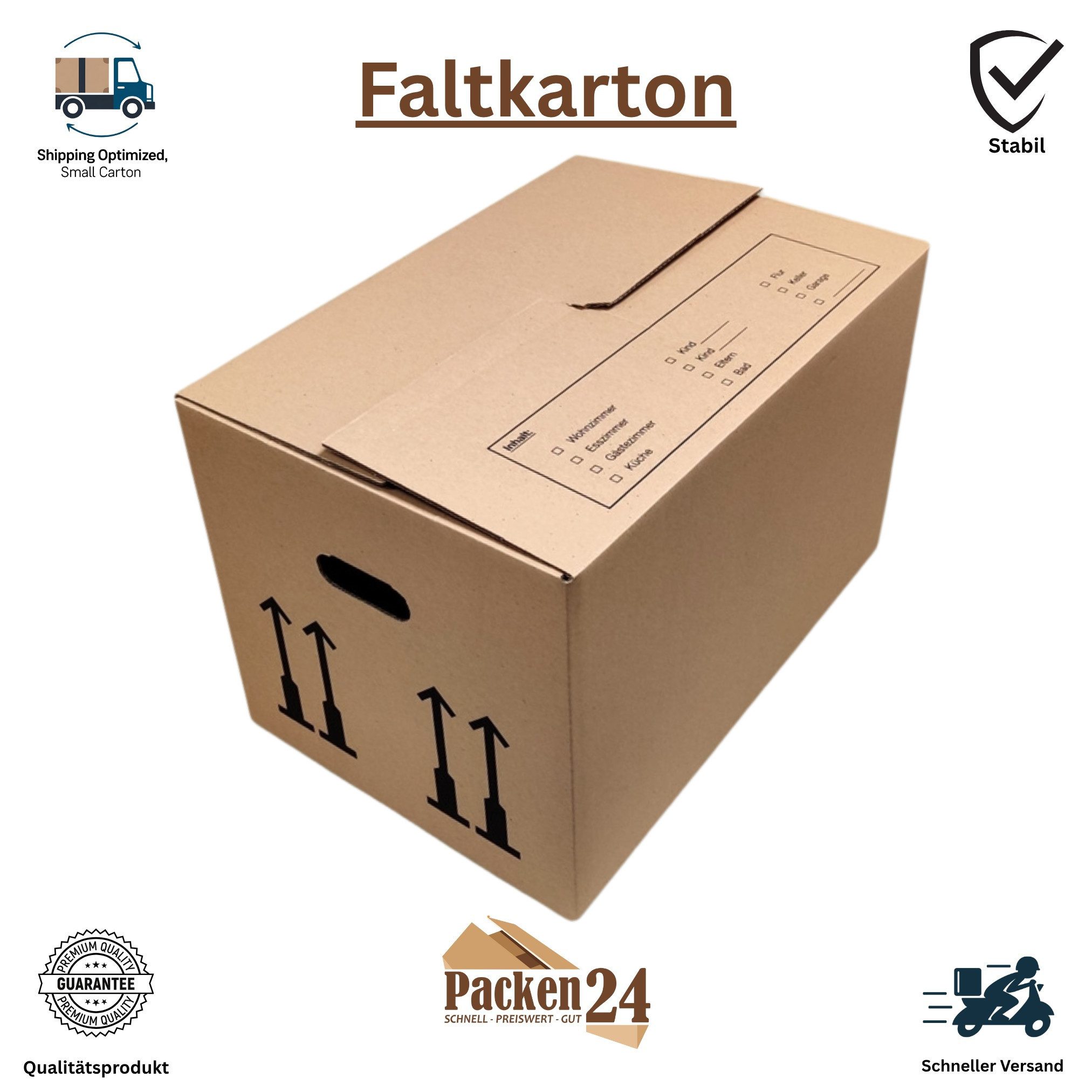 Packen24 GmbH Umzugskarton Umzugskarton M 520 x 350 x 330 mm Bücherkarton zweiwellig – Bild 2 von 4