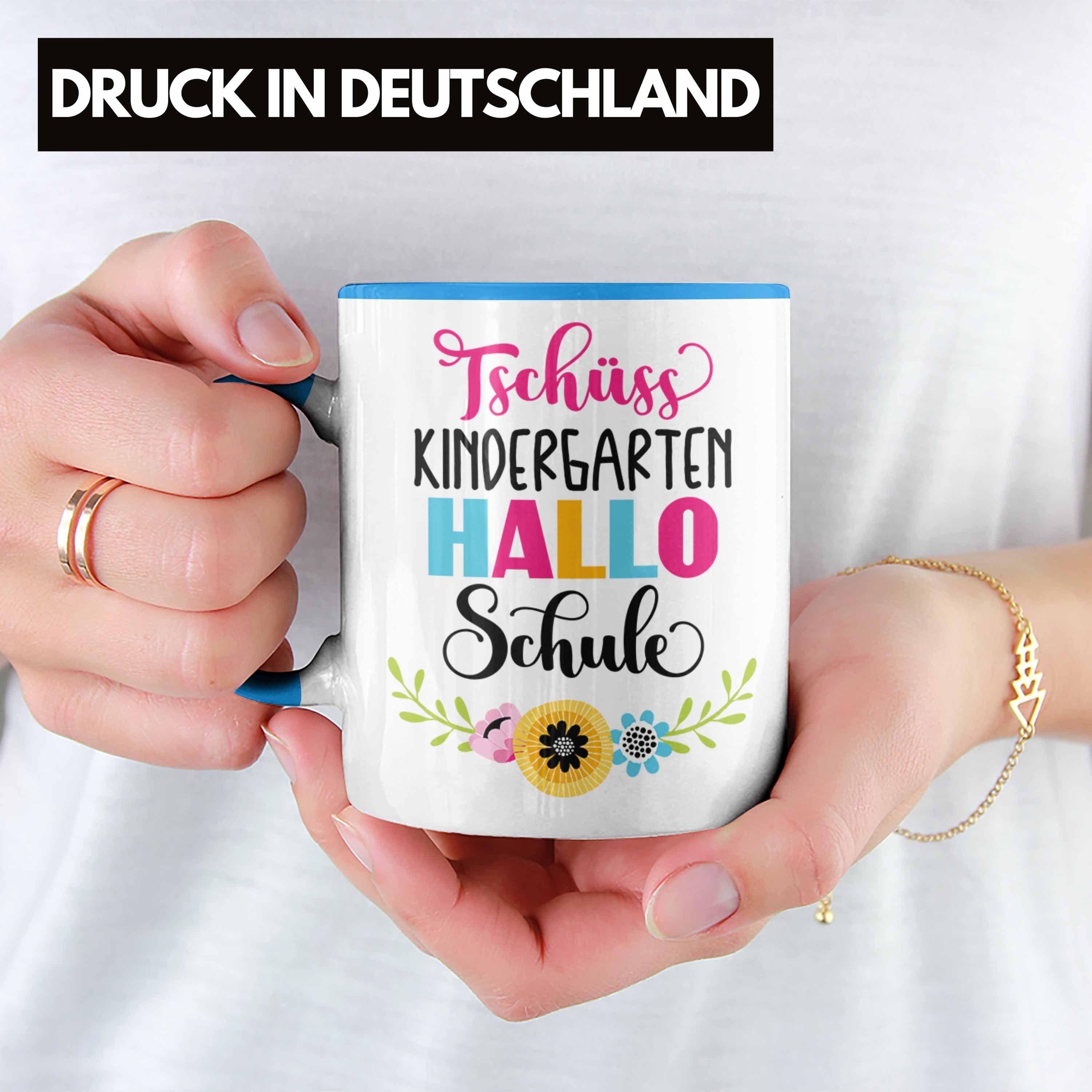 Tasse Glitzer Trendation Hallo Ich Schultag Schule Blau Schuleinführung In Tasse 2022 Geschenkidee Tschüss Schulstart Schulkind Jetzt Schulanfang 1. - Geschenk Der Kindergarten 2022 Schule Mädchen Trendation