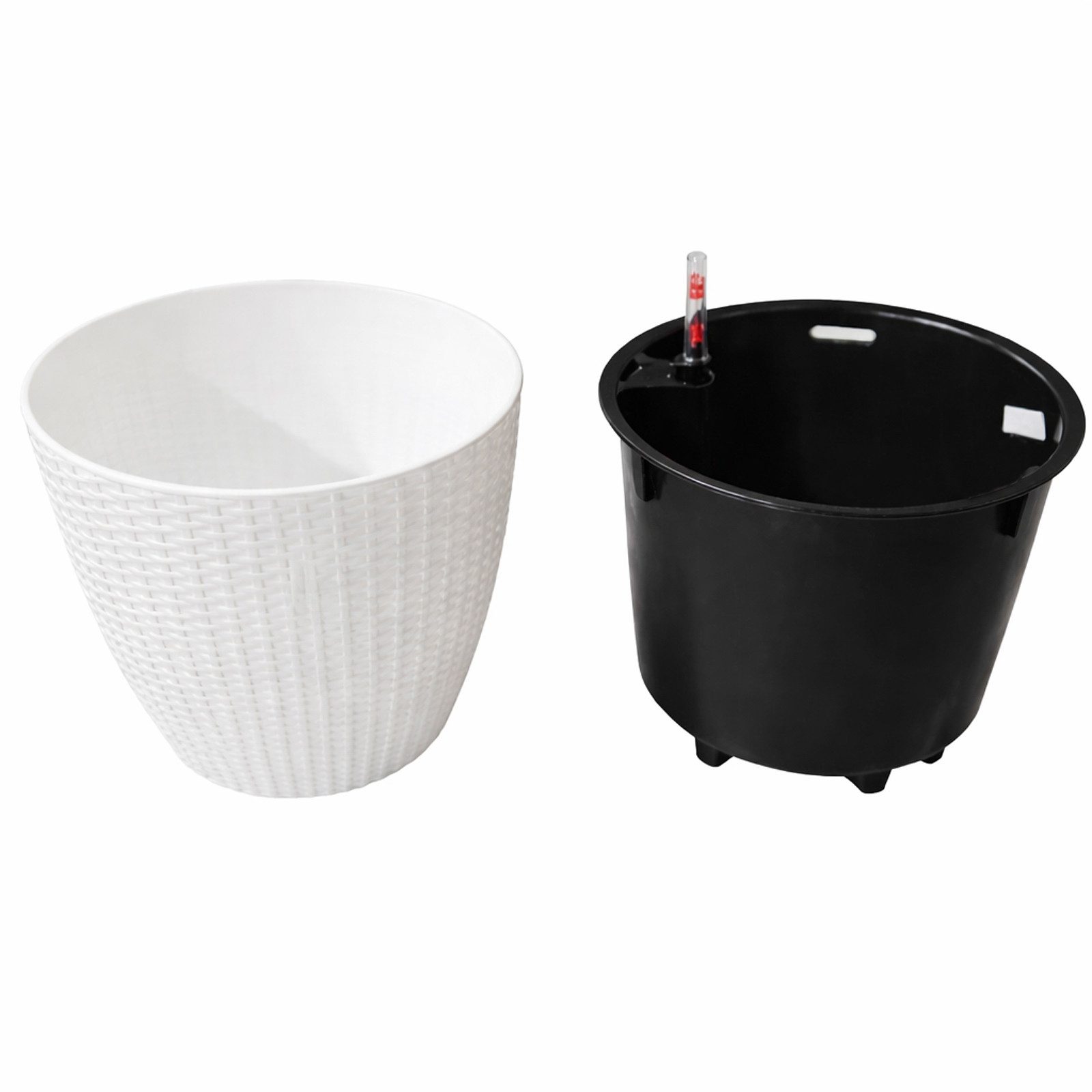 HTI-Living Blumentopf Blumentopf Nessa Hydro 27,5 cm Weiß (Stück, 1 St., 1 Übertopf), mit Wasserspeicher und Wasserstandsanzeiger