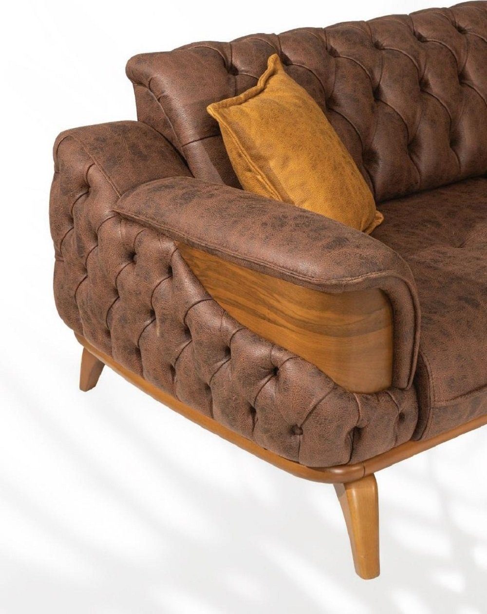 JVmoebel Dreisitzer Sofas Made Sofa Polster Luxus Leder in Couch Braun Neu, Europe Chesterfield